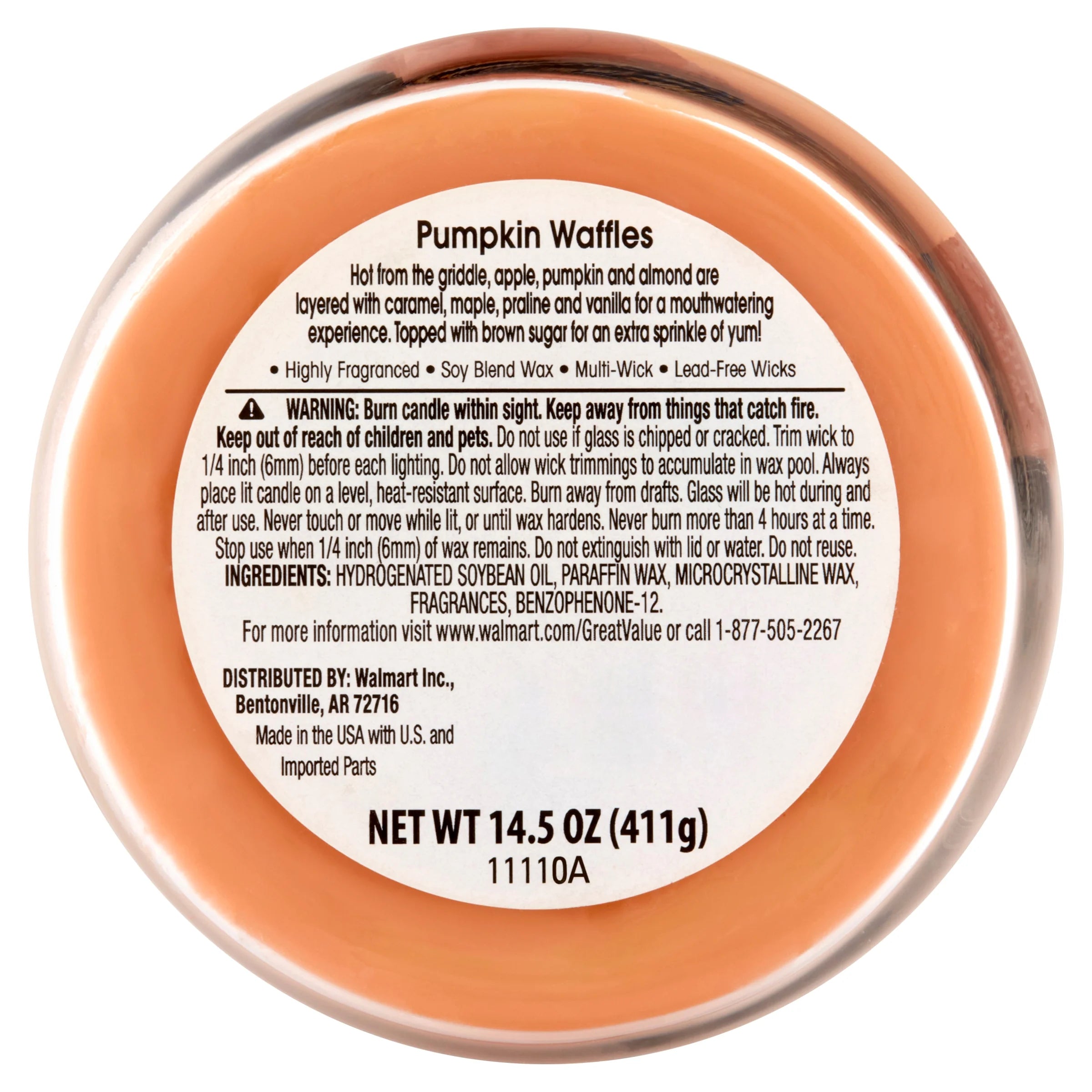 (2 pack) Great Value Limited Edition Pumpkin Waffles Scented Candle, 14.5 oz - View 5