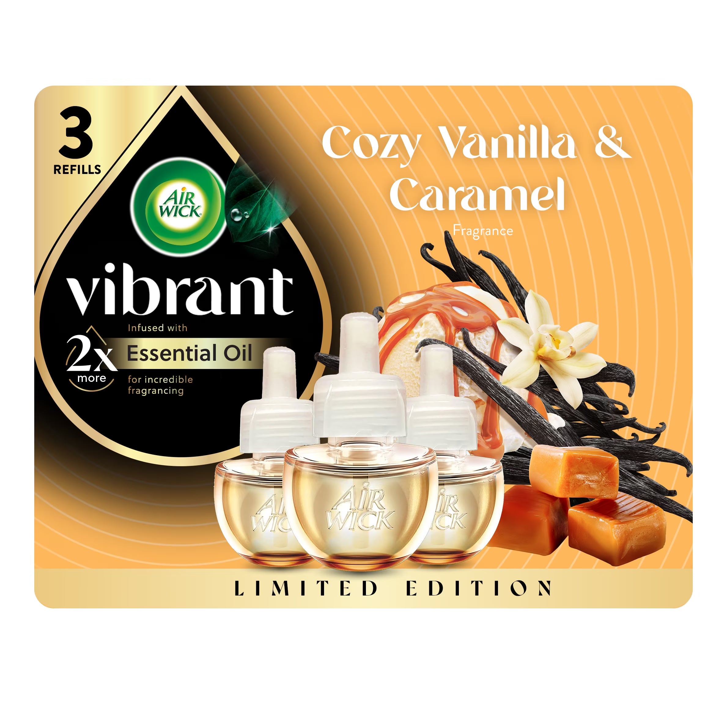 Air Wick Vibrant Plug-In Scented Oil Air Freshener Warmer Refills, Vanilla