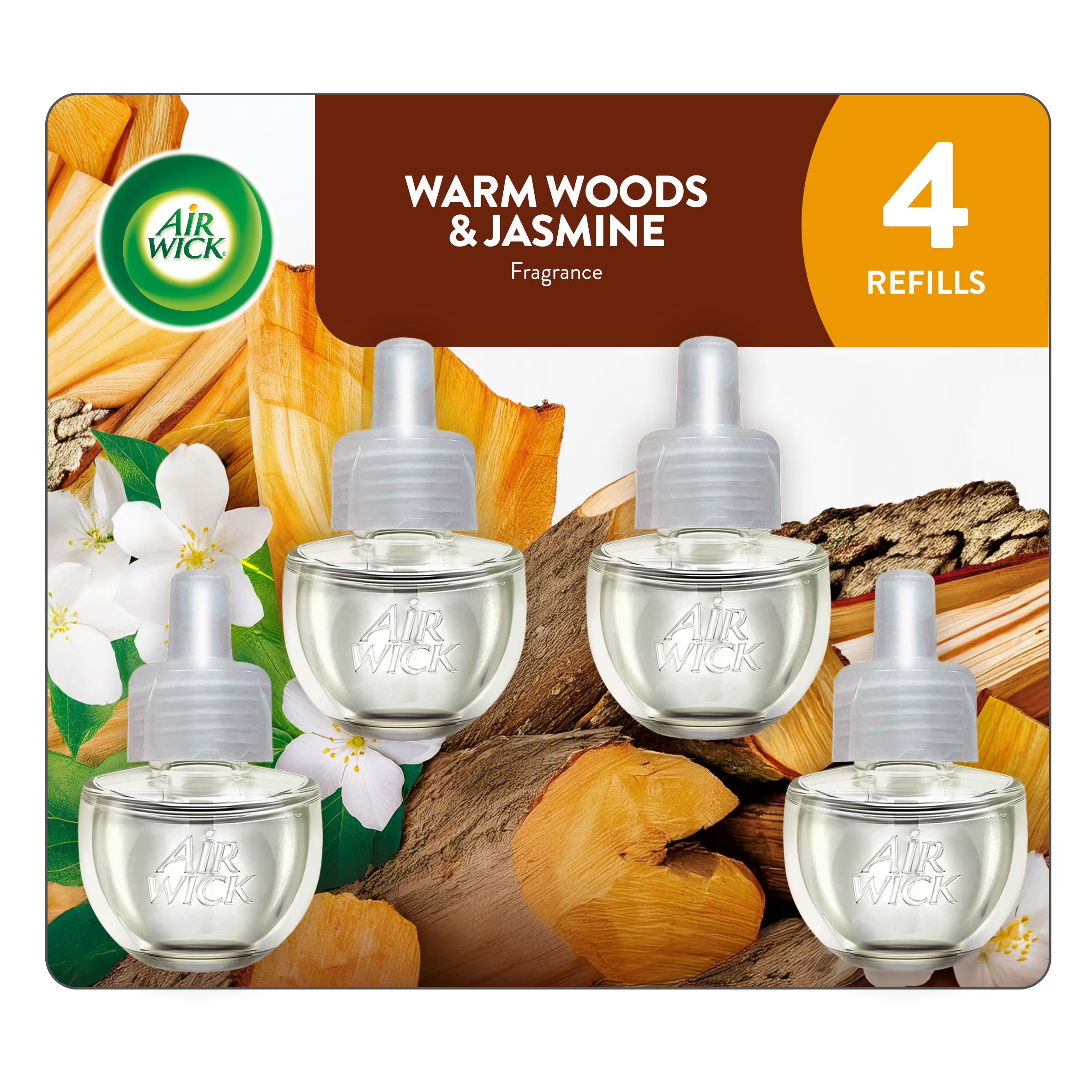 Air Wick Plug-in Scented Oil Air Freshener Warmer Refills, Warm Woods and