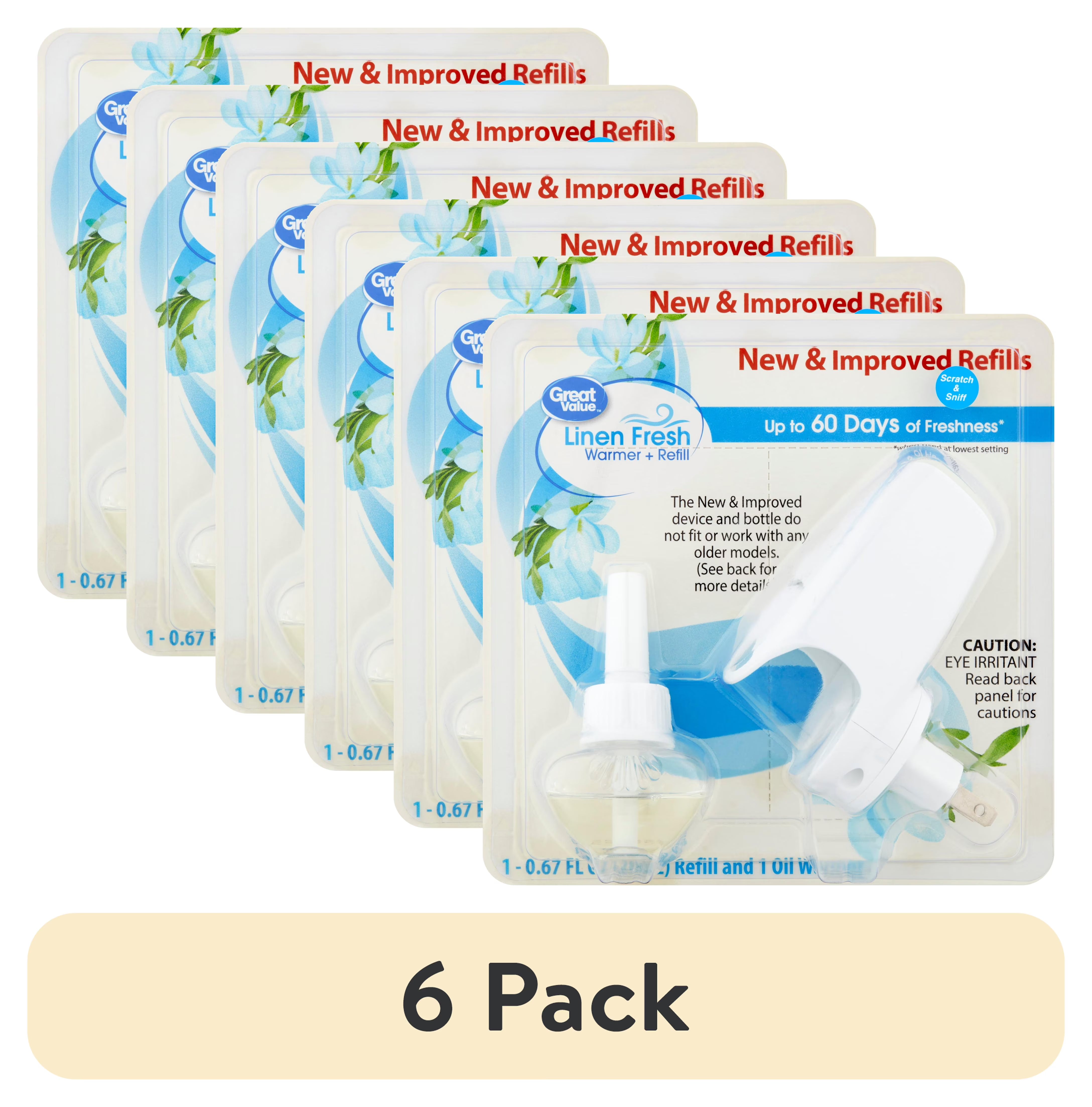 (6 pack) Great Value Scented Oil Warmer Air Freshener & Linen Fresh Starter Kit - View 2