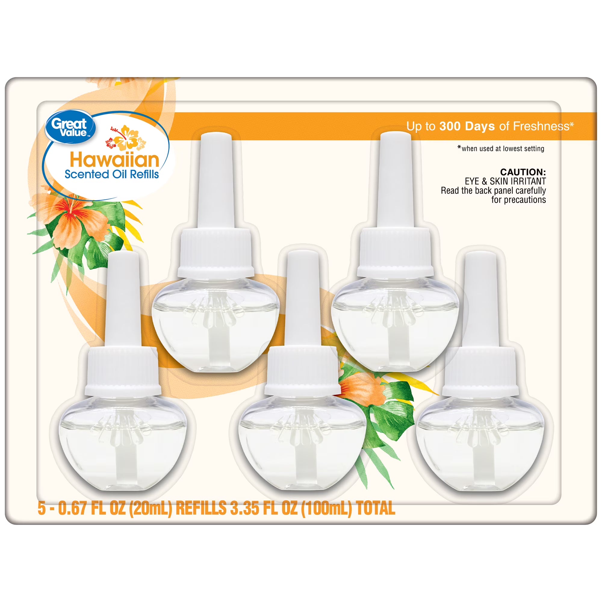Great Value Hawaiian Plug-In Air Freshener Refills, 5 Count, Up to 300 Days of
