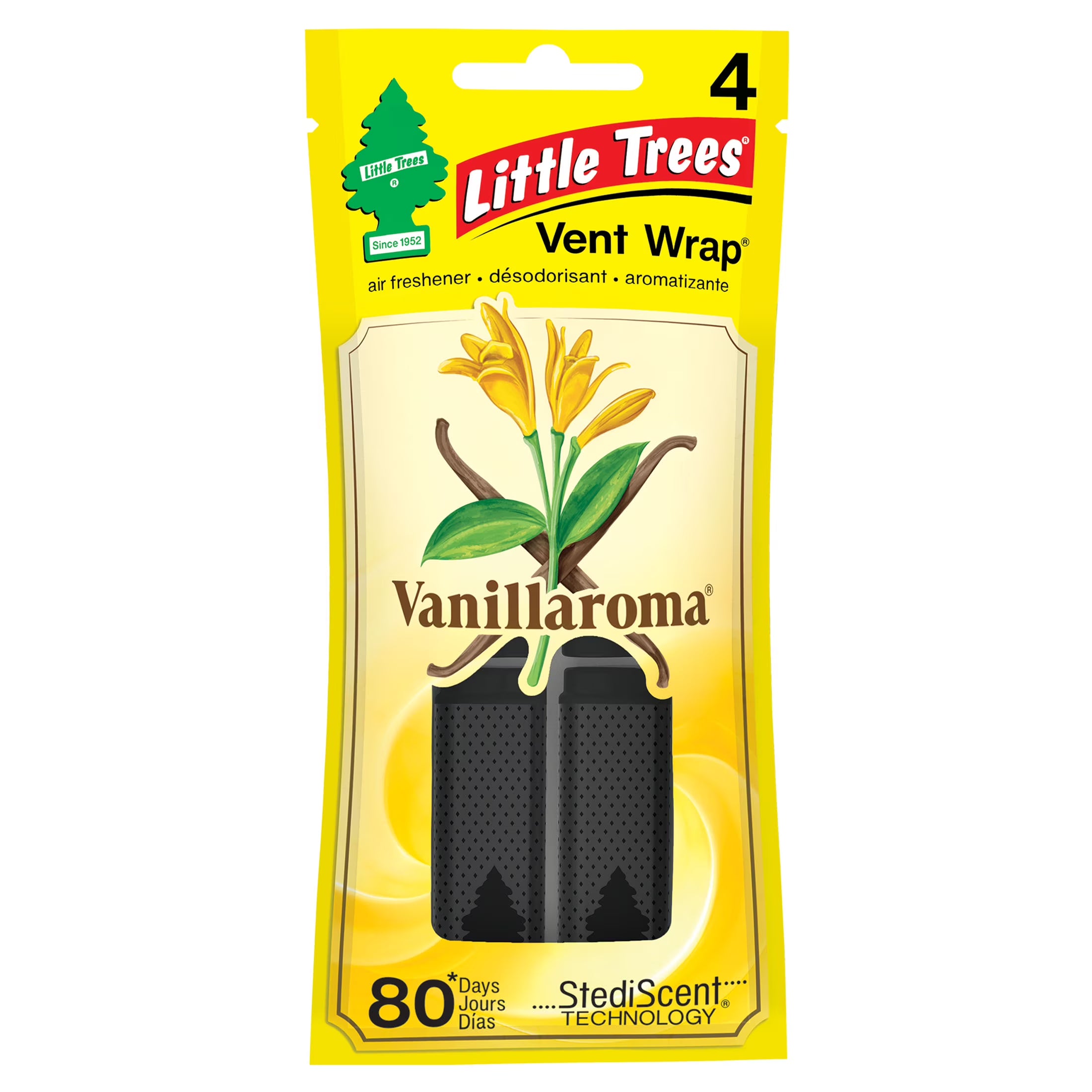 Little Trees Air Freshener Vent Wrap Vanillaroma Fragrance 4-Pack