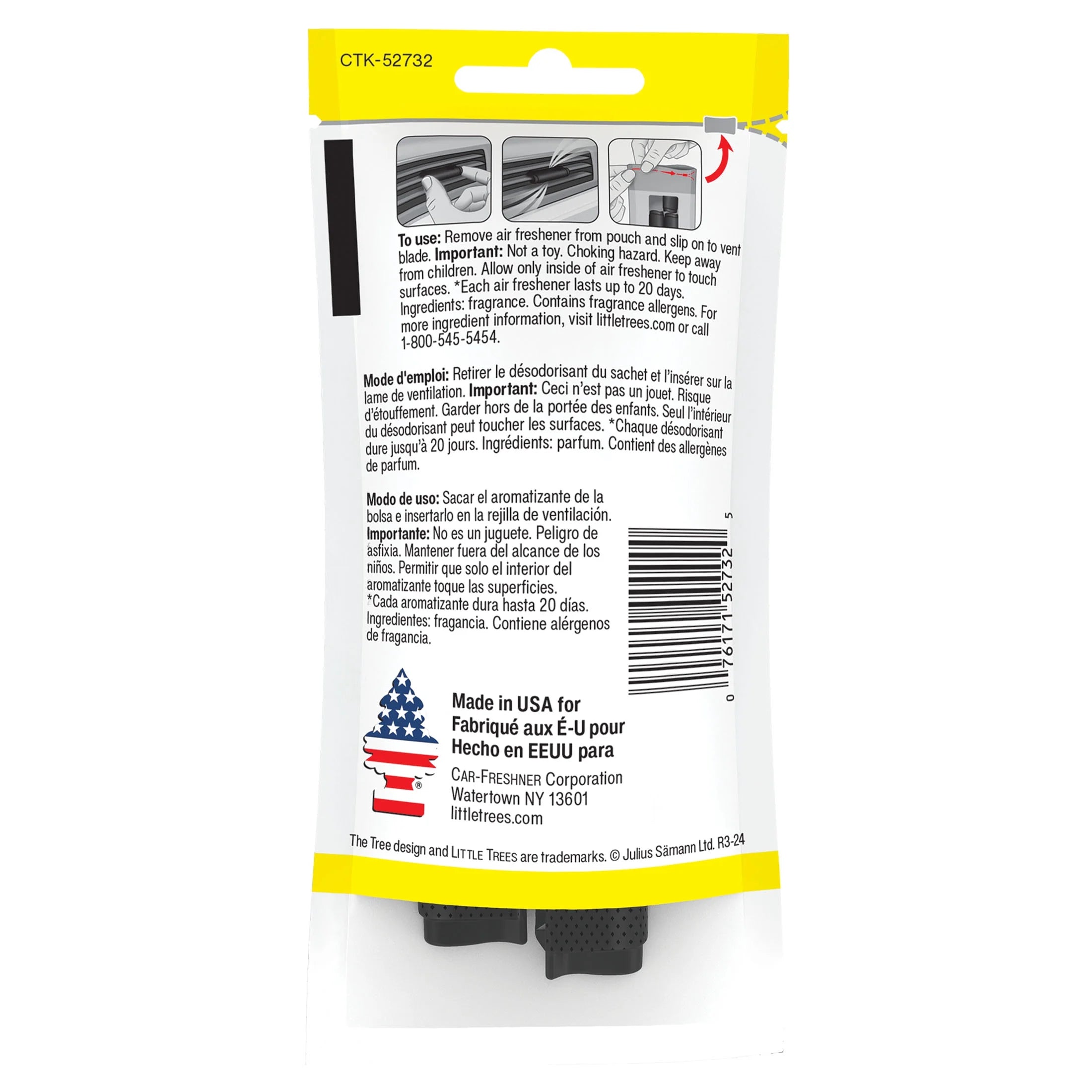 Little Trees Air Freshener Vent Wrap Vanillaroma Fragrance 4-Pack - View 2