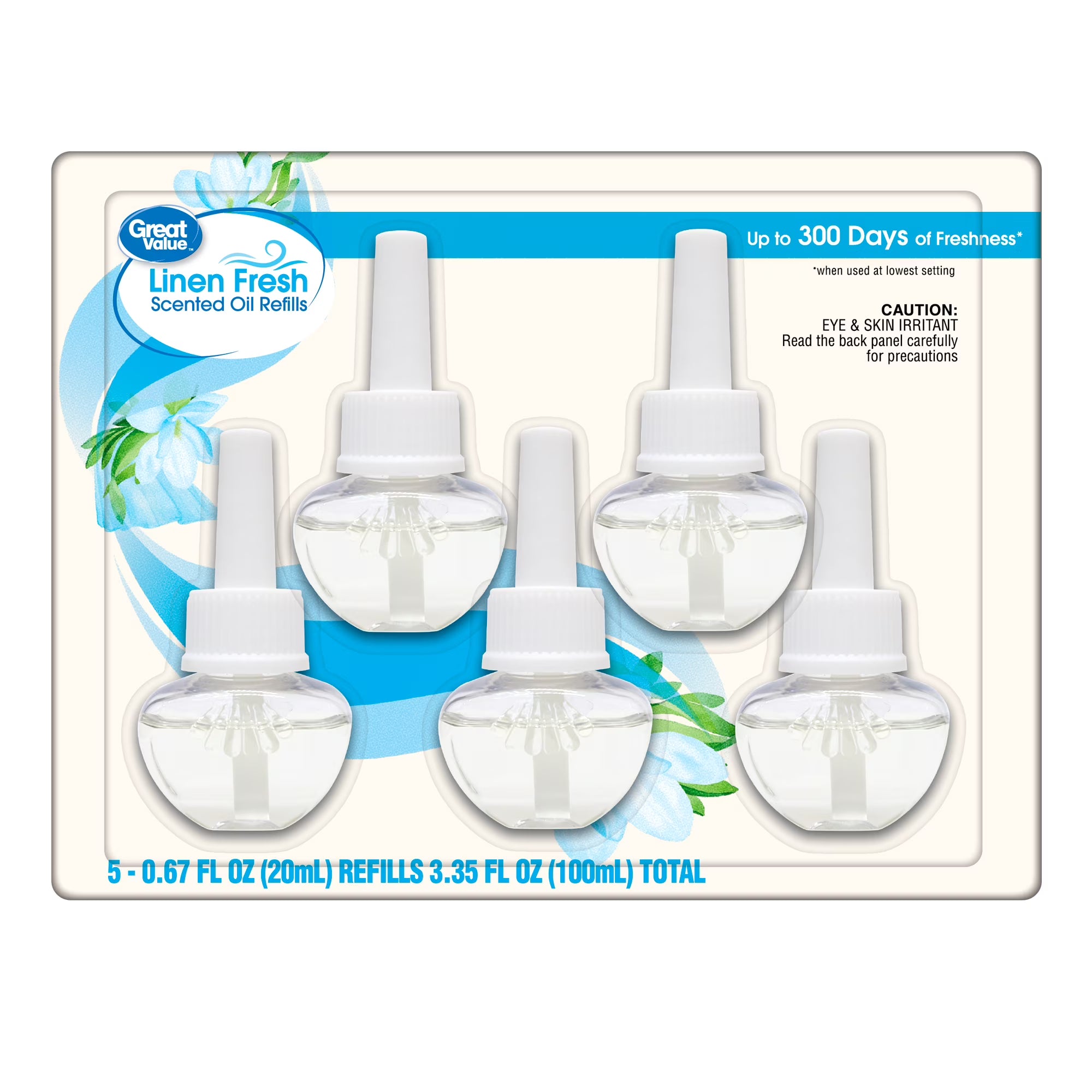 Great Value Plug-In Scented Oil Refills, Linen Fresh, 0.67 oz, 5 Count