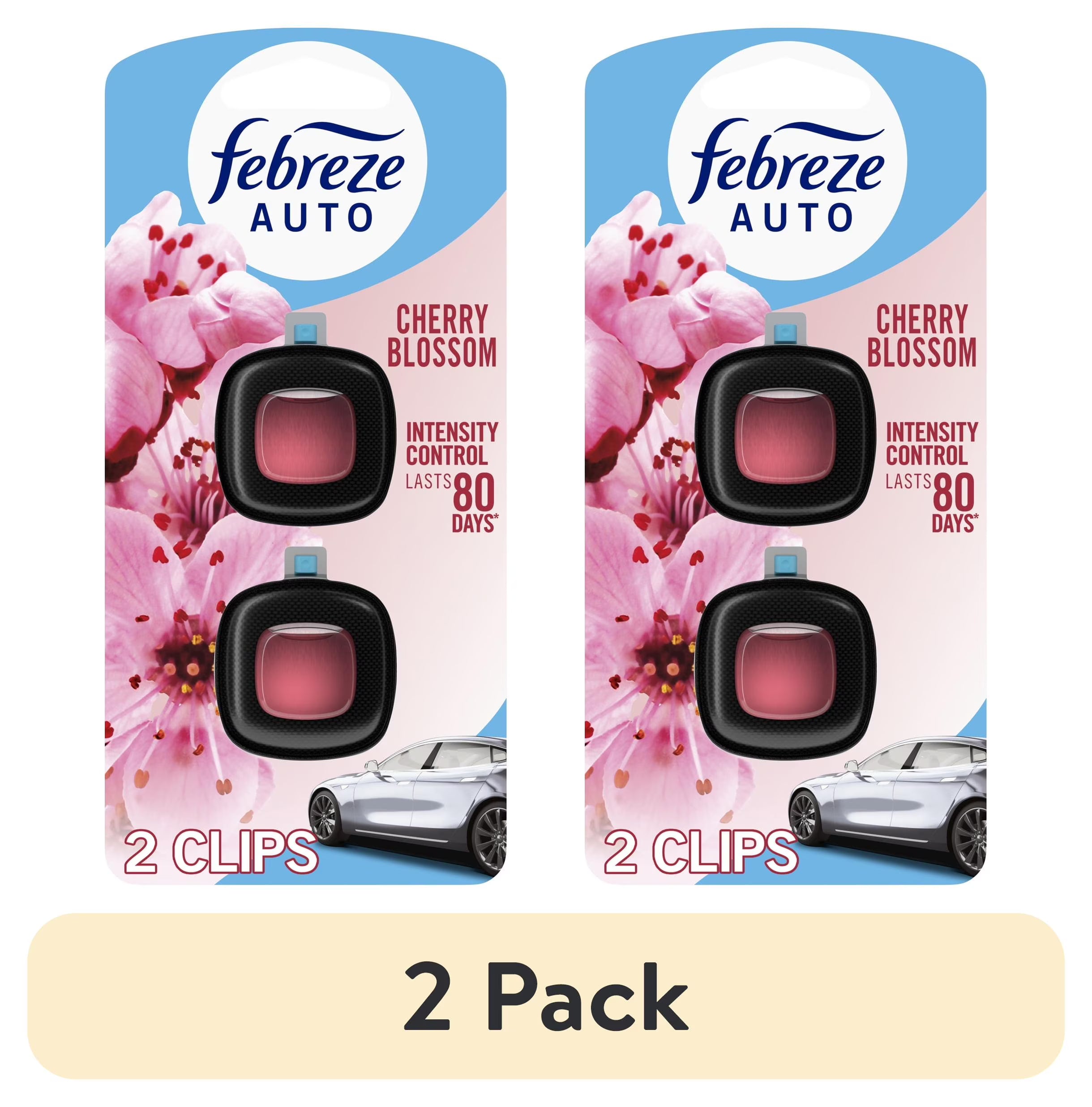 Febreze AUTO Air Freshener Vent Clip Cherry Blossom Scent, .07 fl oz, 2 Count - View 2