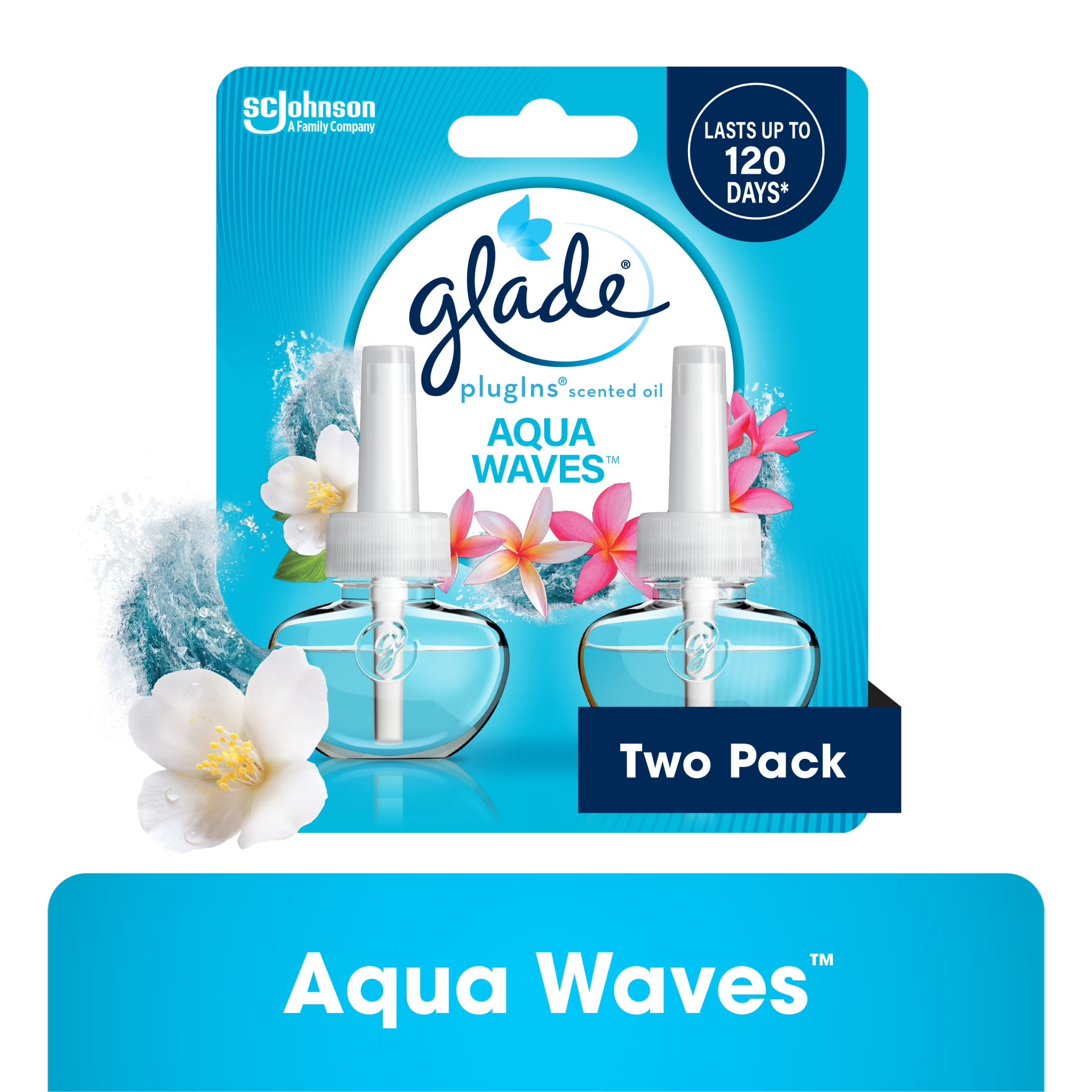 Glade PlugIns Scented Oil 2 Refills, Air Freshener, Sky & Sea Salt, Essential