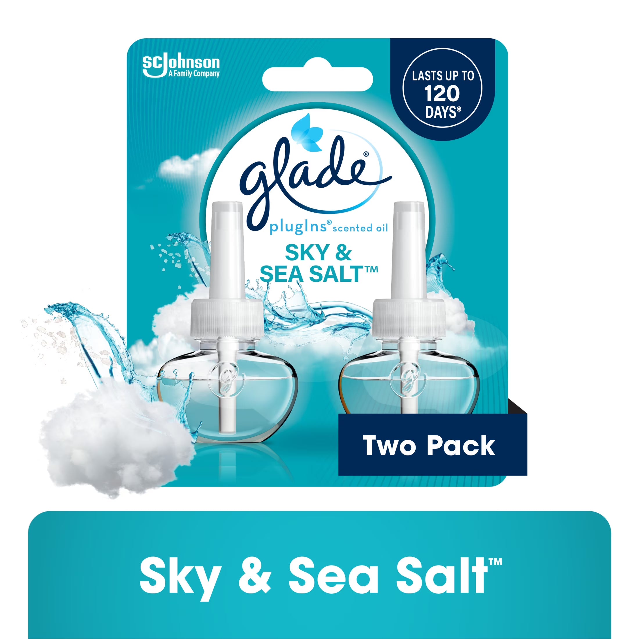Glade PlugIns Scented Oil 2 Refills, Air Freshener, Sky & Sea Salt, Essential - View 2