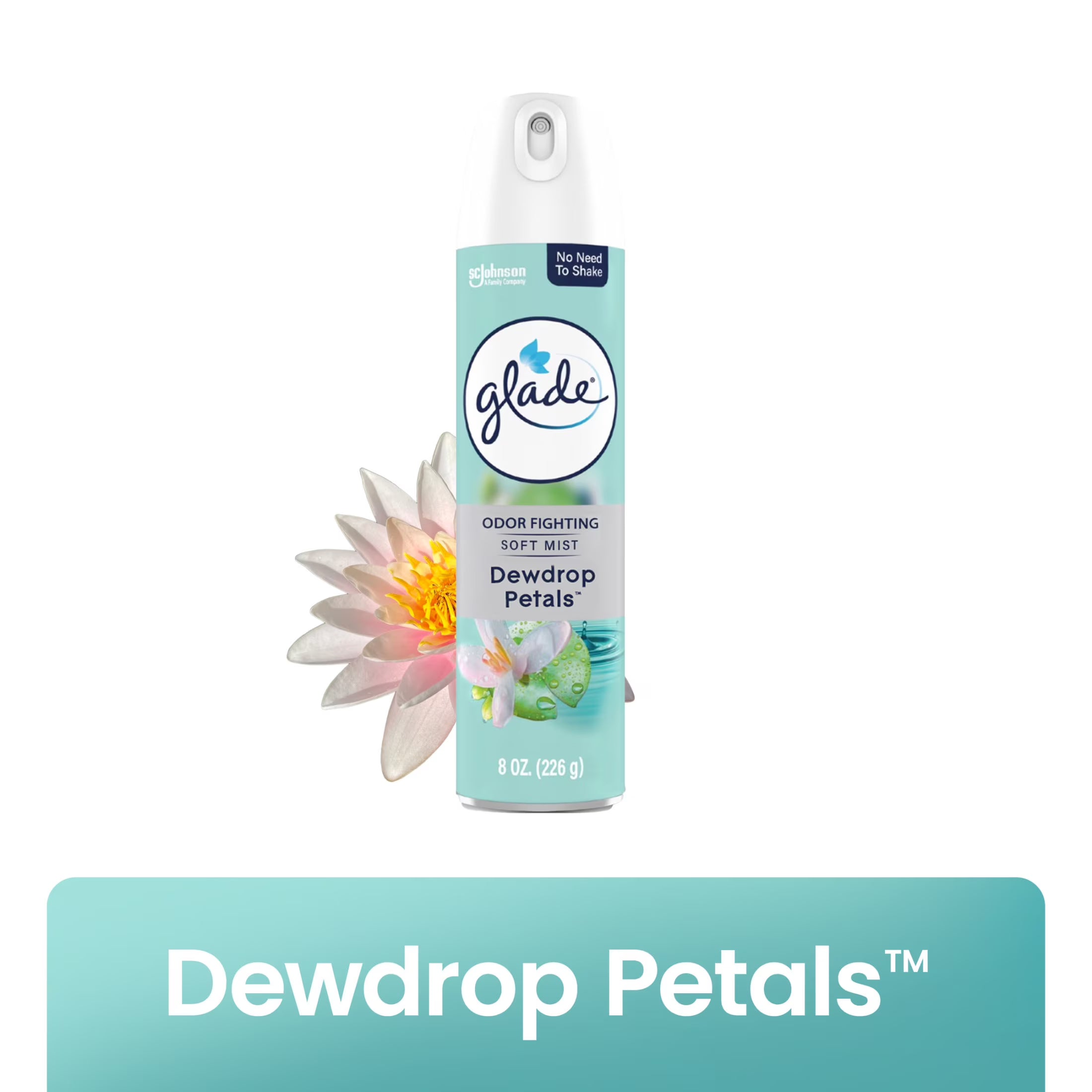 Glade Odor Fighting Soft Mist Air Freshener Room Spray, Dewdrop Petals, 8.0oz,