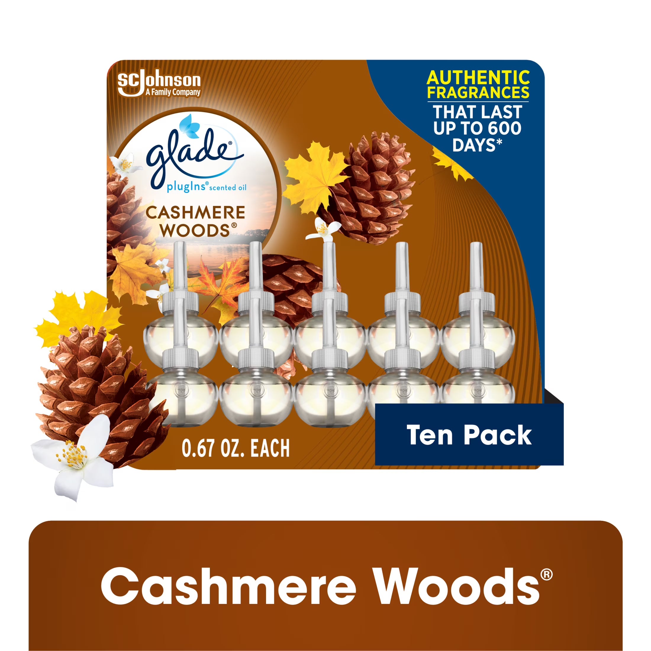 Glade PlugIns Scented Oil 5 Refills, Air Freshener, Cashmere Woods, Essential - View 2