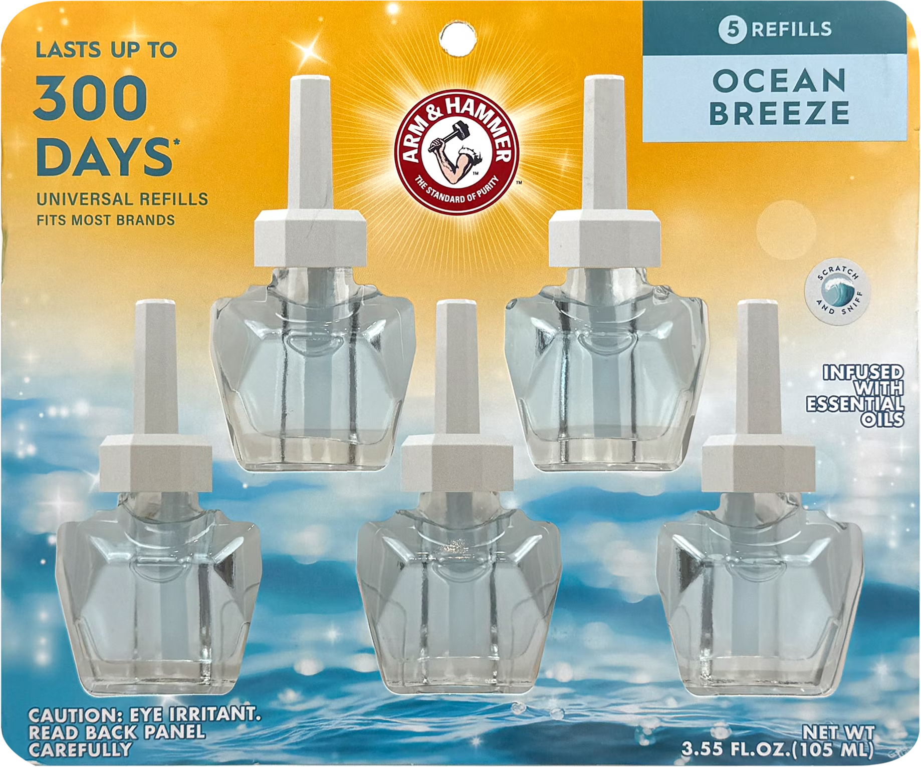 Arm & Hammer Plug-In Scented Oil Air Freshener Refill, Ocean Breeze, 3.55 fl