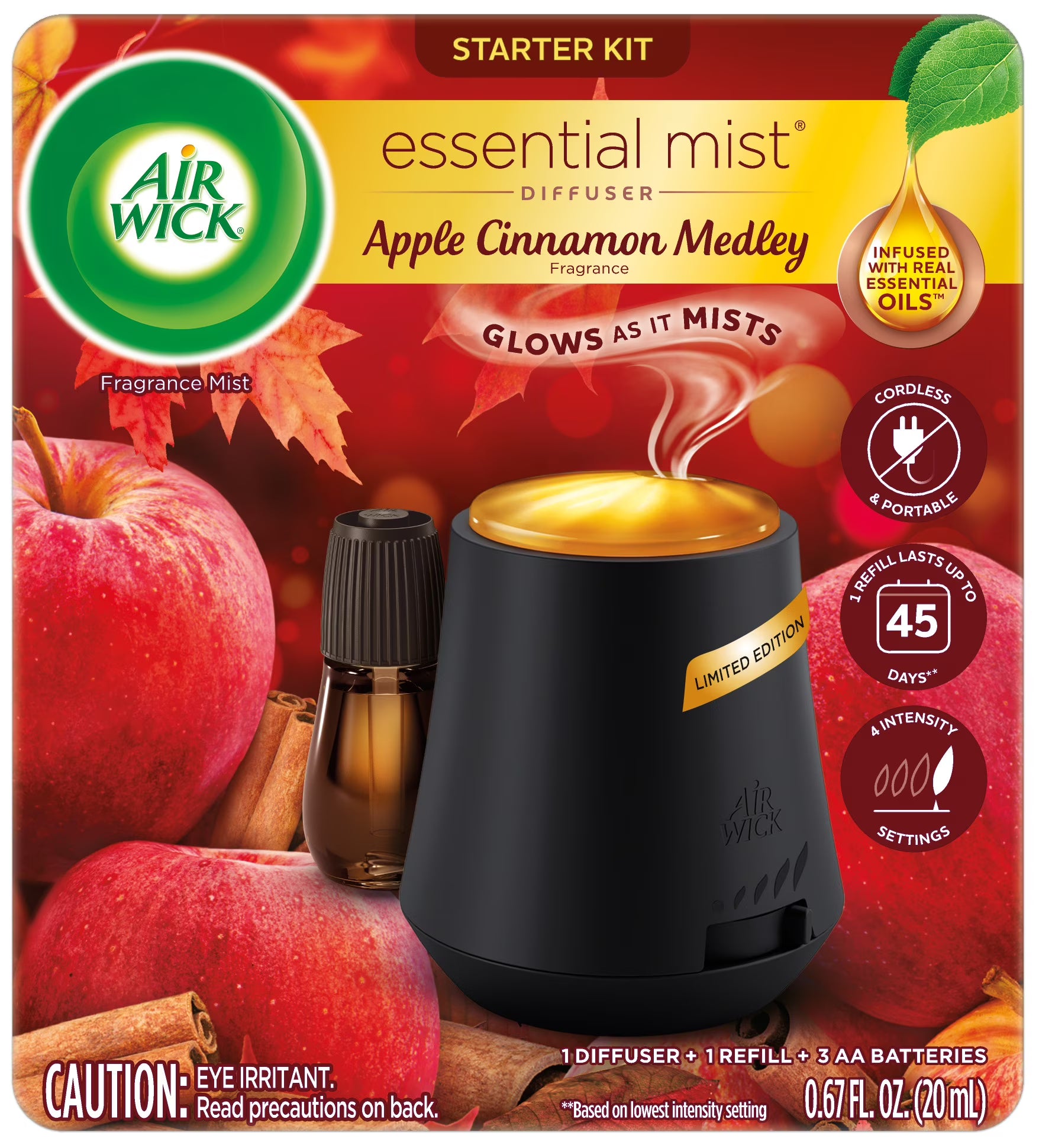 Air Wick Essential Mist Fall Scented Oil Air Freshener Diffuser Starter Kit,