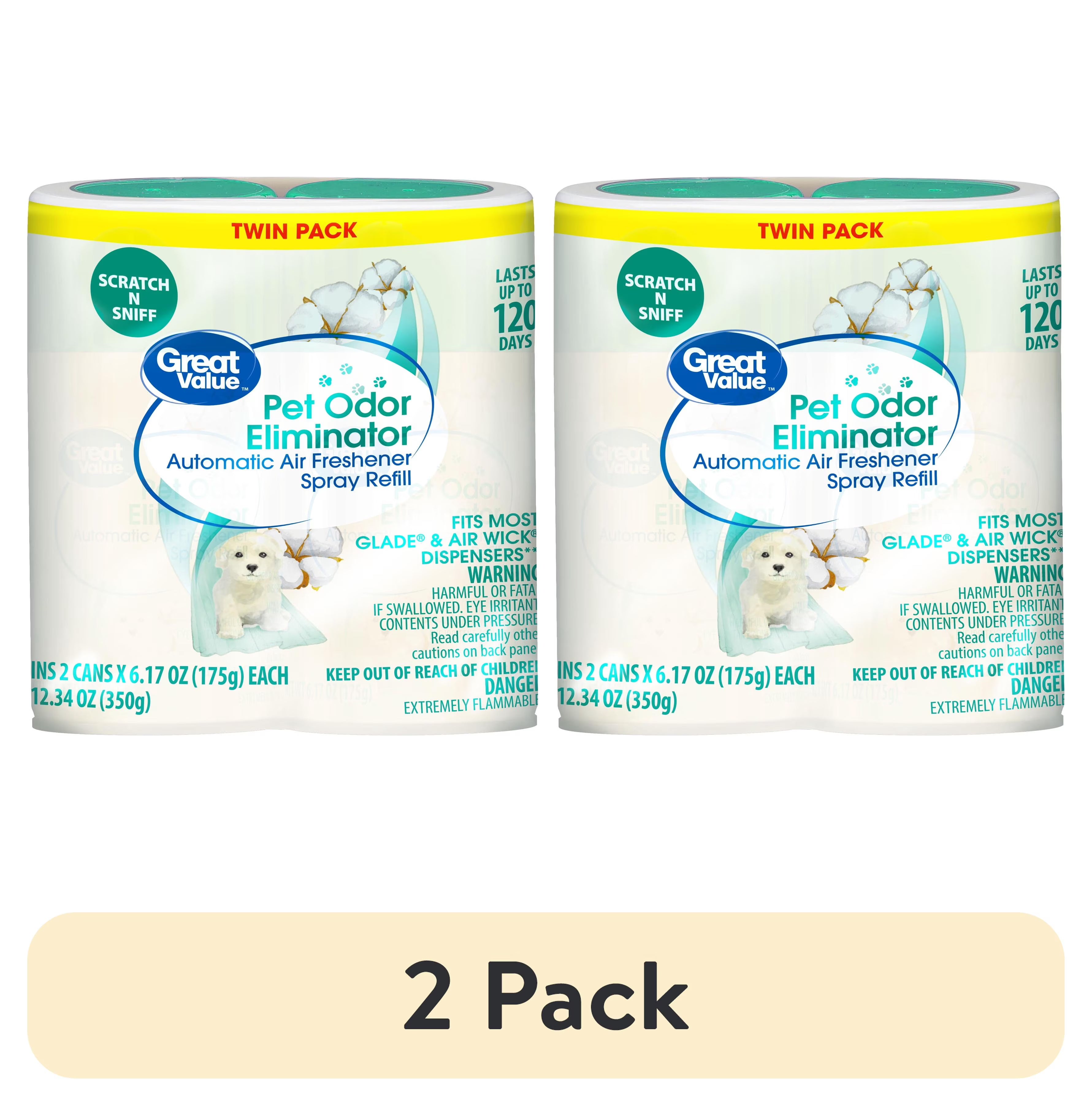 Great Value Automatic Air Freshener Spray Refill, PET Odor Eliminator, 2 Pieces - View 2