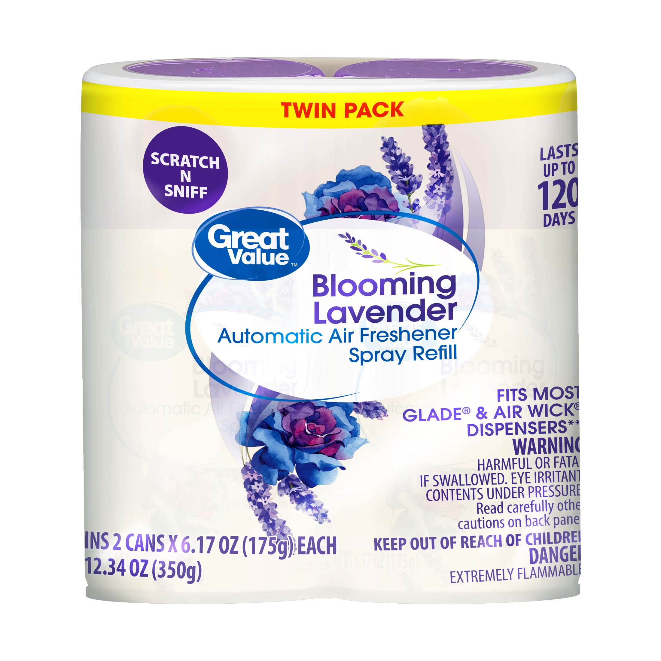Great Value Automatic Air Freshener Spray Refill, Blooming Lavender, 2-6.17 oz,