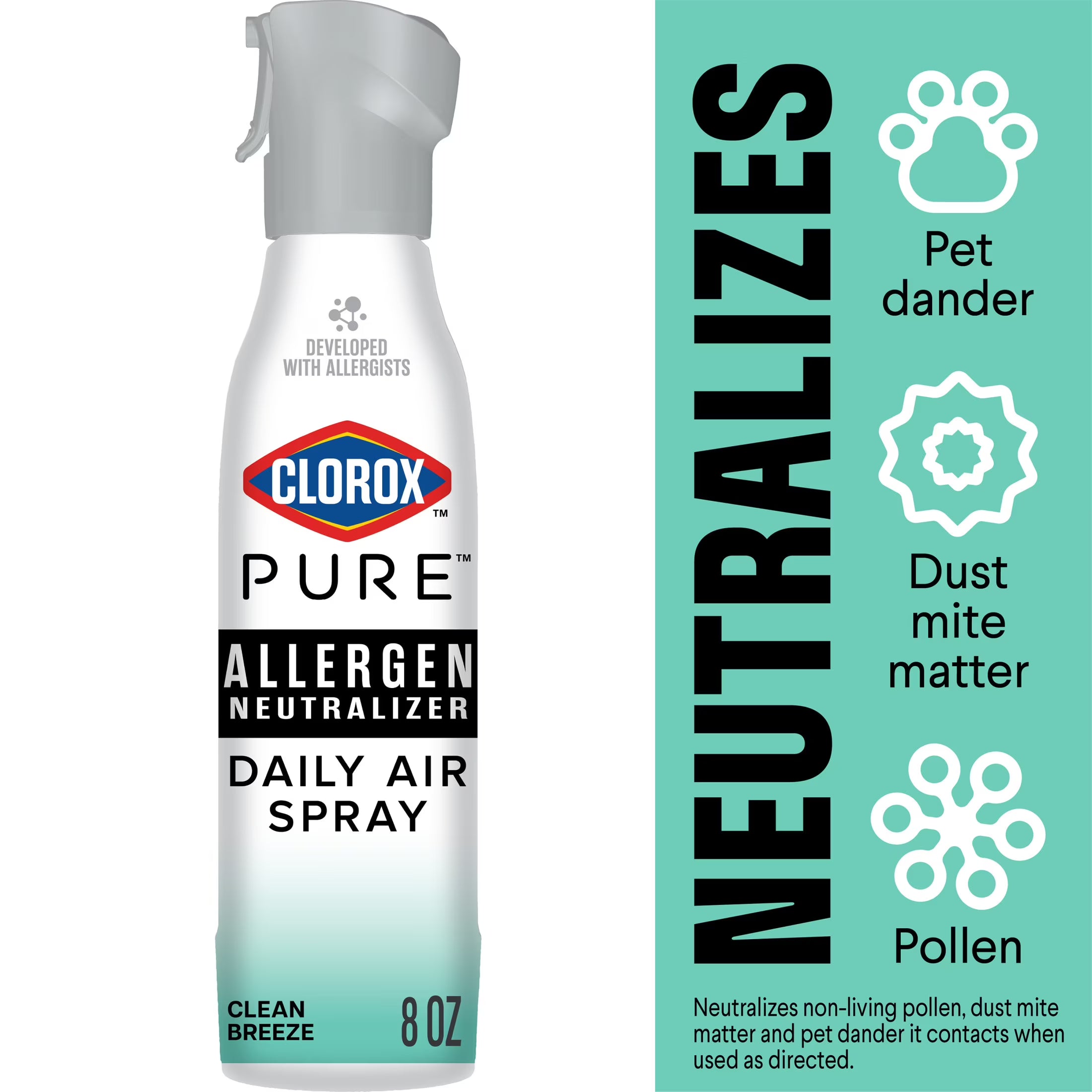 Clorox PURE Allergen Neutralizer Daily Air Spray, Clean Breeze, 8 Ounces