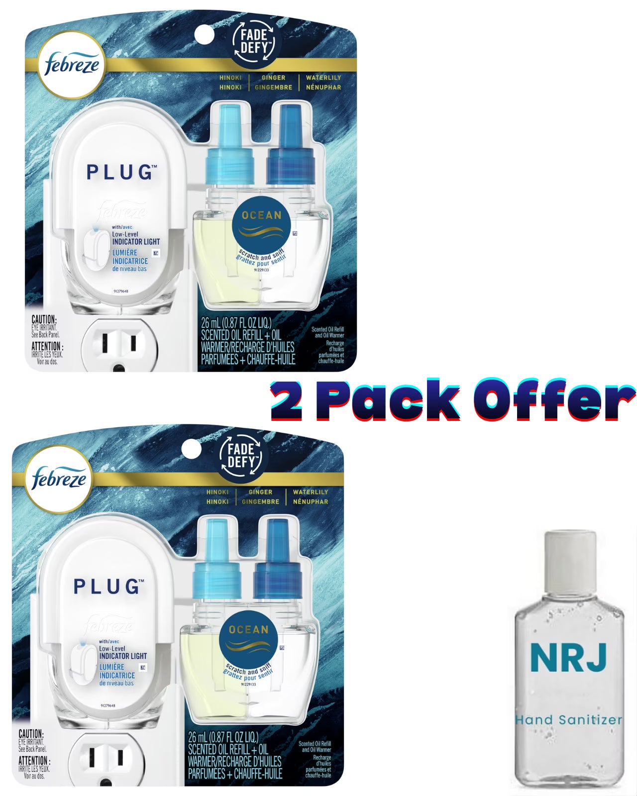 Febreze Plug In Air Freshener, Odor-Fighting Scented Oil Starter Kit, Ocean