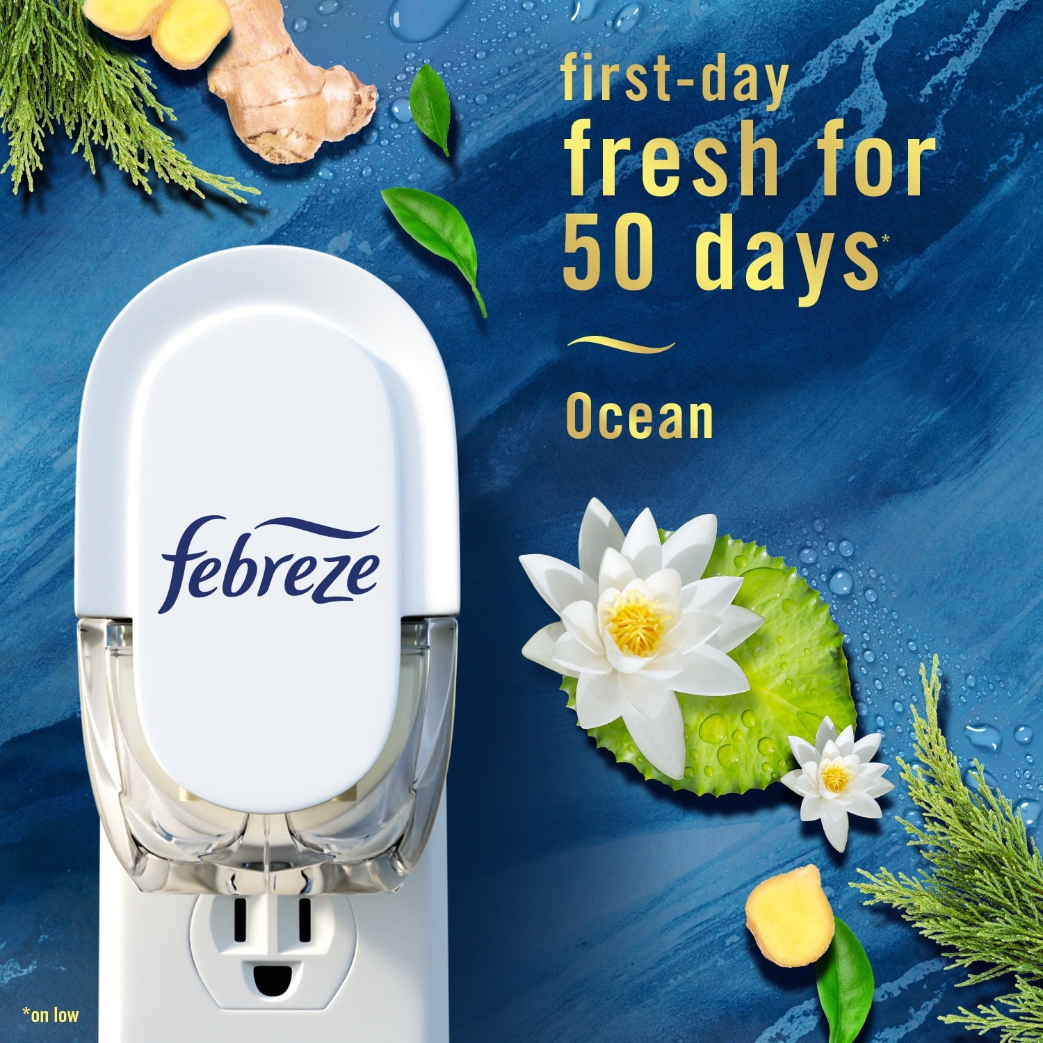 Febreze Plug In Air Freshener, Odor-Fighting Scented Oil Starter Kit, Ocean - View 3