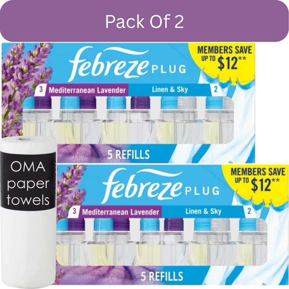 Febreze Plug Air Freshener Refills – Mediterranean Lavender + Linen & Sky
