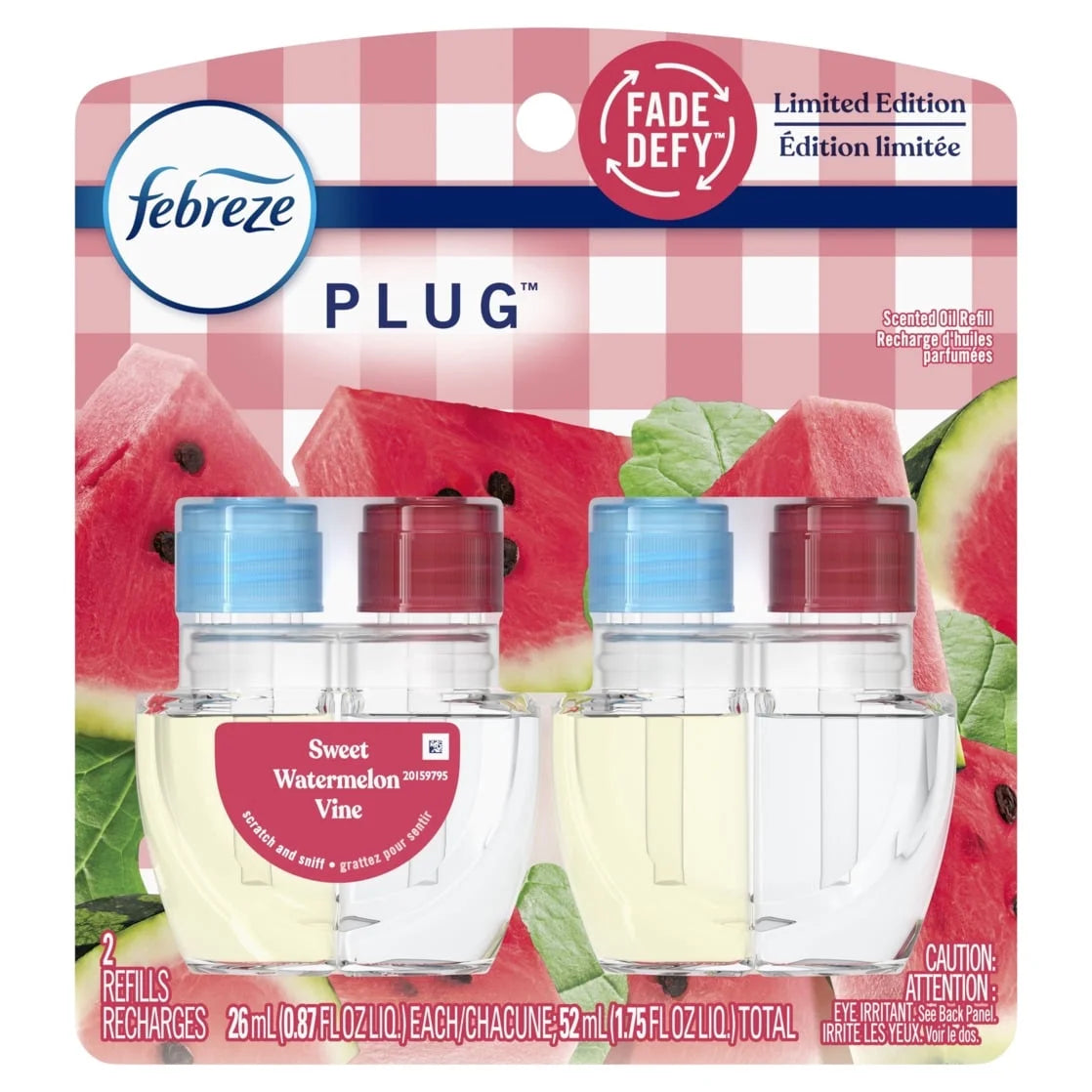 Febreze Plug In Air Freshener, Odor-Fighting Oil Refill, Sweet Watermelon Vine, - View 2