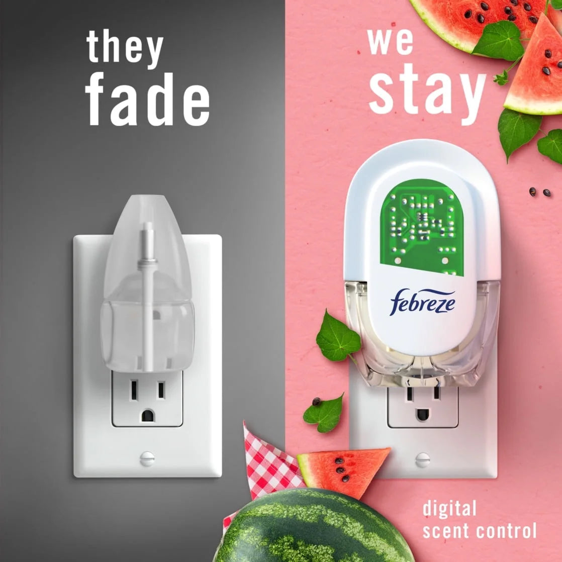 Febreze Plug In Air Freshener, Odor-Fighting Oil Refill, Sweet Watermelon Vine, - View 6