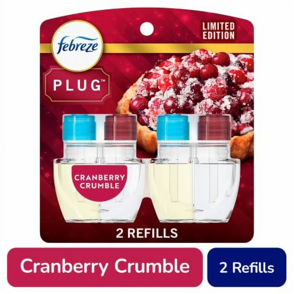 2X - Febreze Odor-Fighting Fade Defy PLUG Air Freshener Cranberry Tart Oil