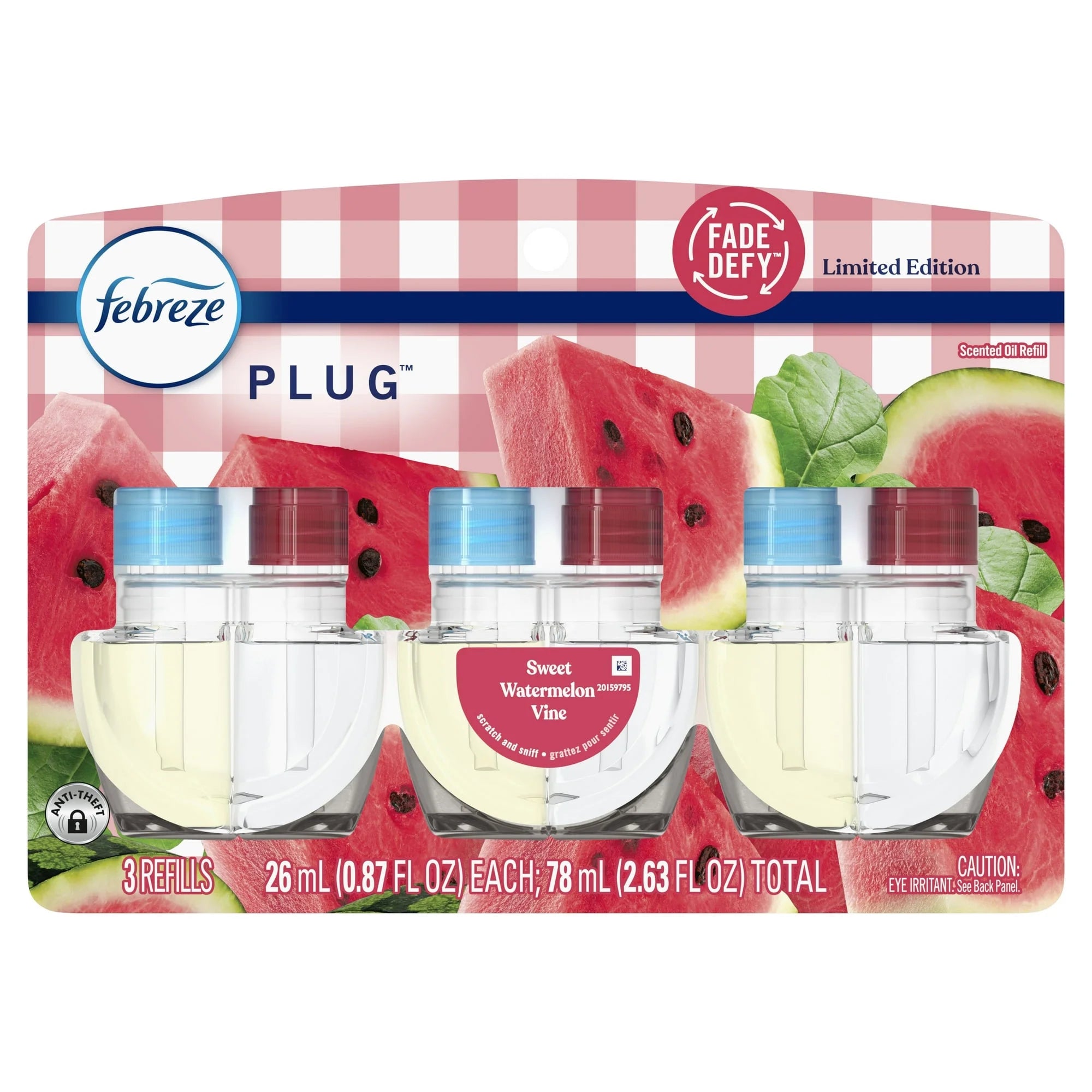 Febreze Plug In Air Freshener, Odor-Fighting Oil Refill, Sweet Watermelon Vine, - View 4