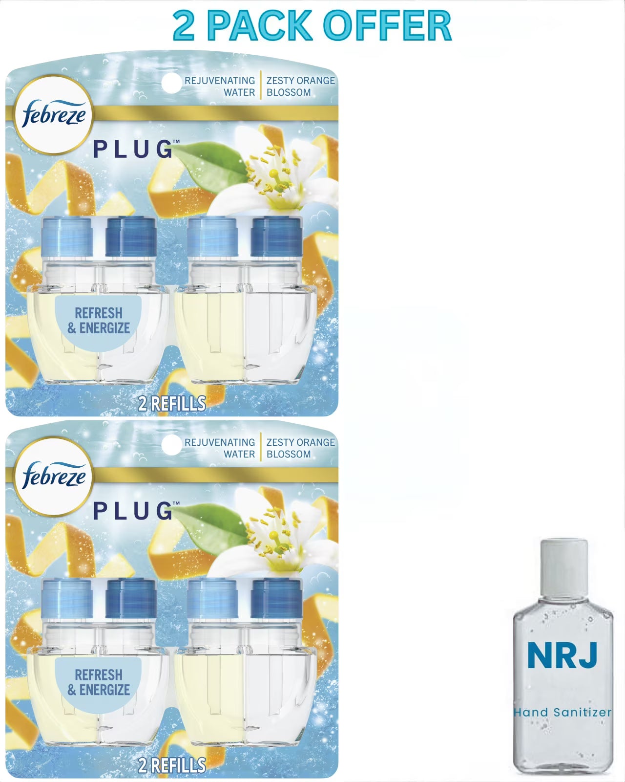 Febreze Plug In Air Freshener, Odor-Fighting Scented Oil Refill, Refresh &