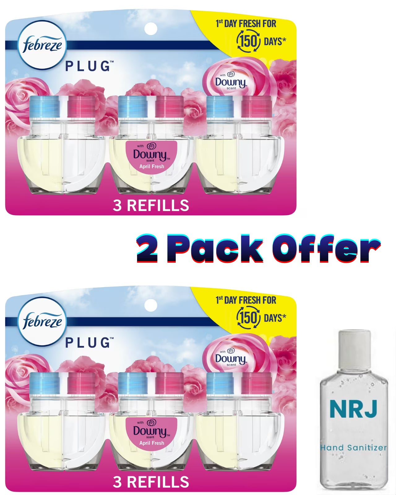 Febreze Plug In Air Freshener, Odor-Fighting Scented Oil Refill, Downy April