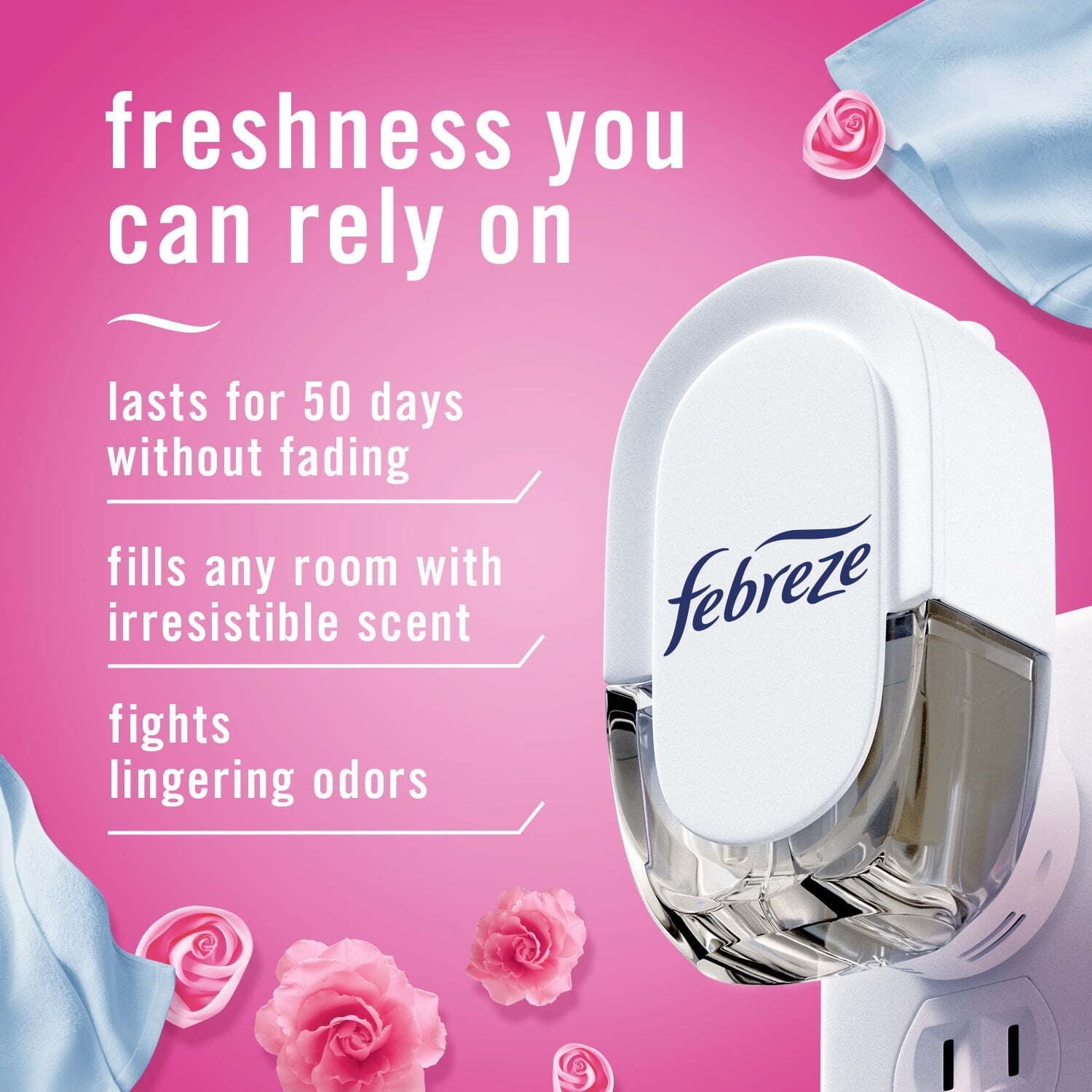 Febreze Plug In Air Freshener, Odor-Fighting Scented Oil Refill, Downy April - View 4
