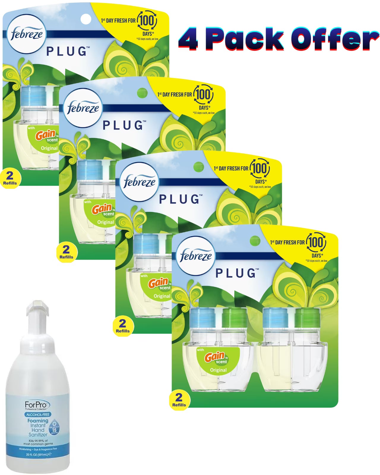 Febreze Plug In Air Freshener, Odor-Fighting Scented Oil Refill, Gain Scent, 2