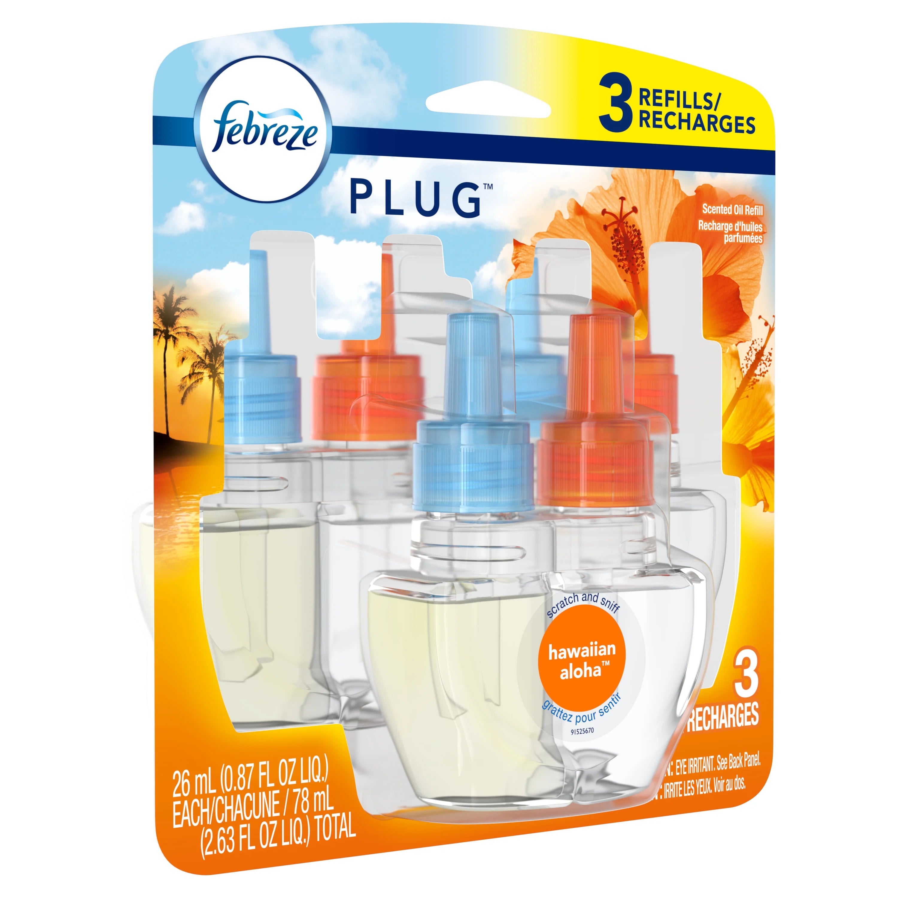 Febreze Plug Air Freshener Scented Oil Refill, Hawaiian Aloha, 3 Ct - View 2