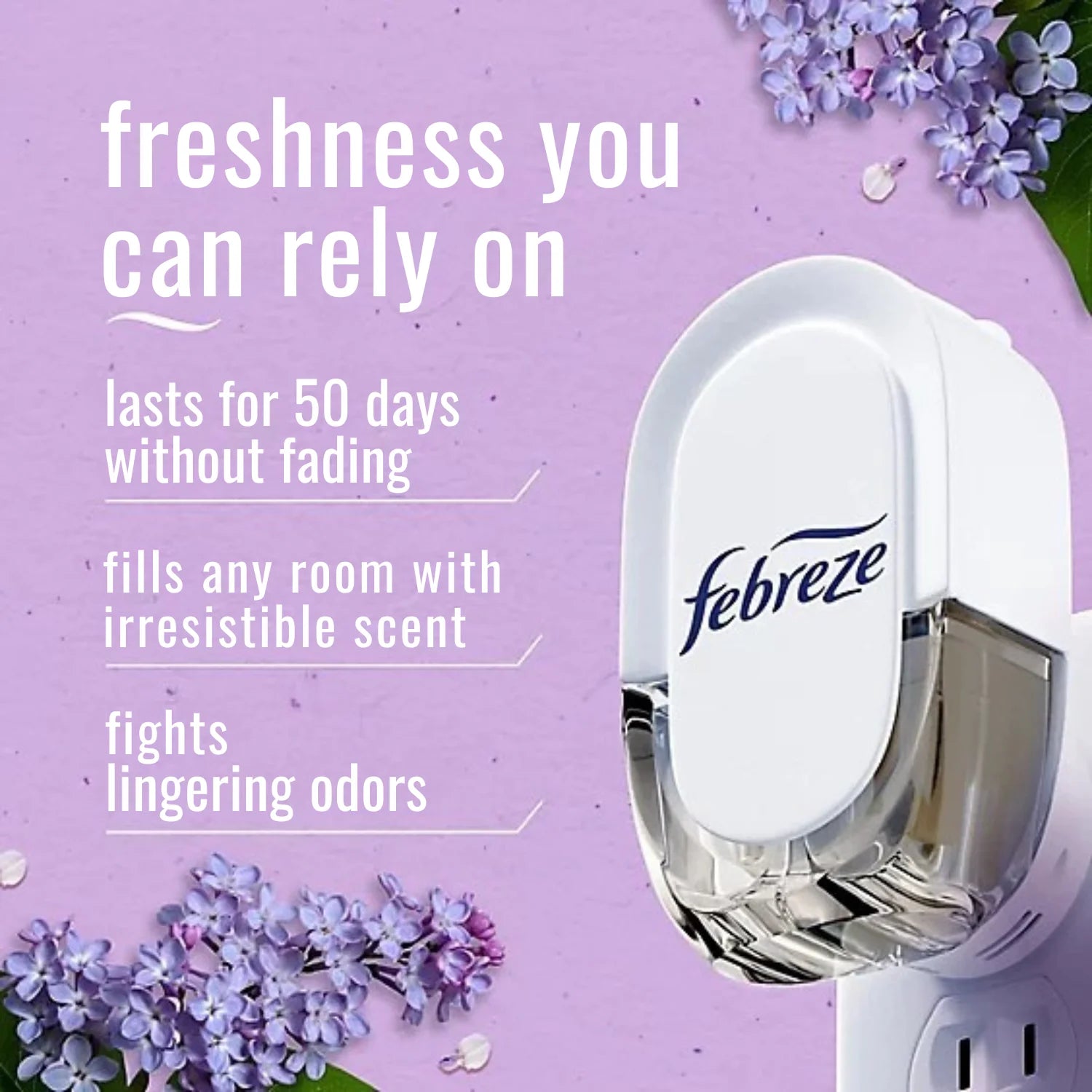 Febreze Plug Scented Oil Refill Southern Lilac Mornings, 0.87 fl oz, 2-Pack - View 2