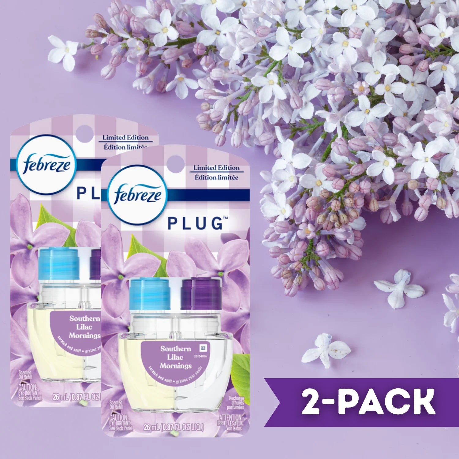Febreze Plug Scented Oil Refill Southern Lilac Mornings, 0.87 fl oz, 2-Pack - View 4