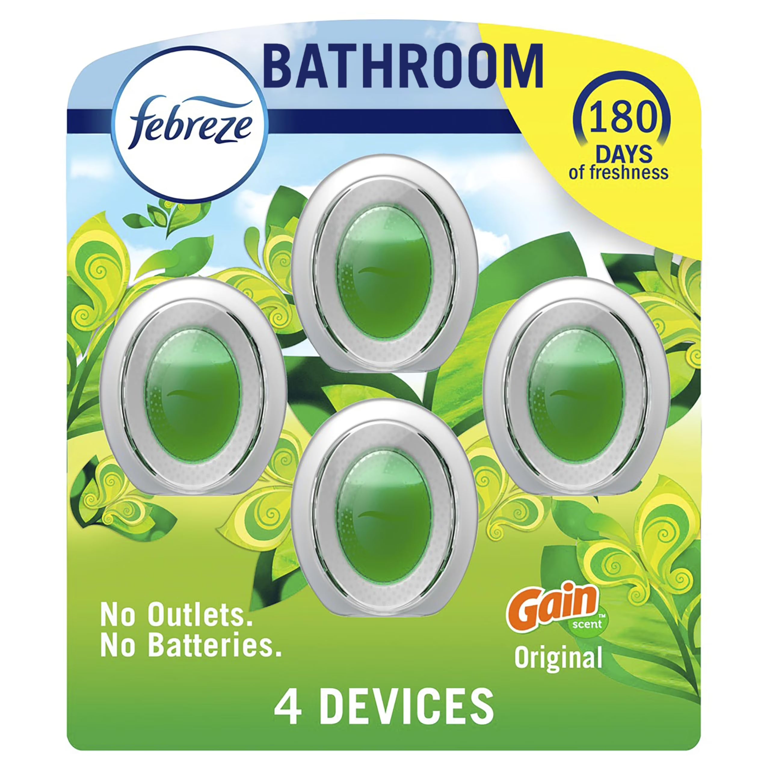 Febreze Bathroom Air Freshener, Odor-Fighting, Plug In Alternative, Air