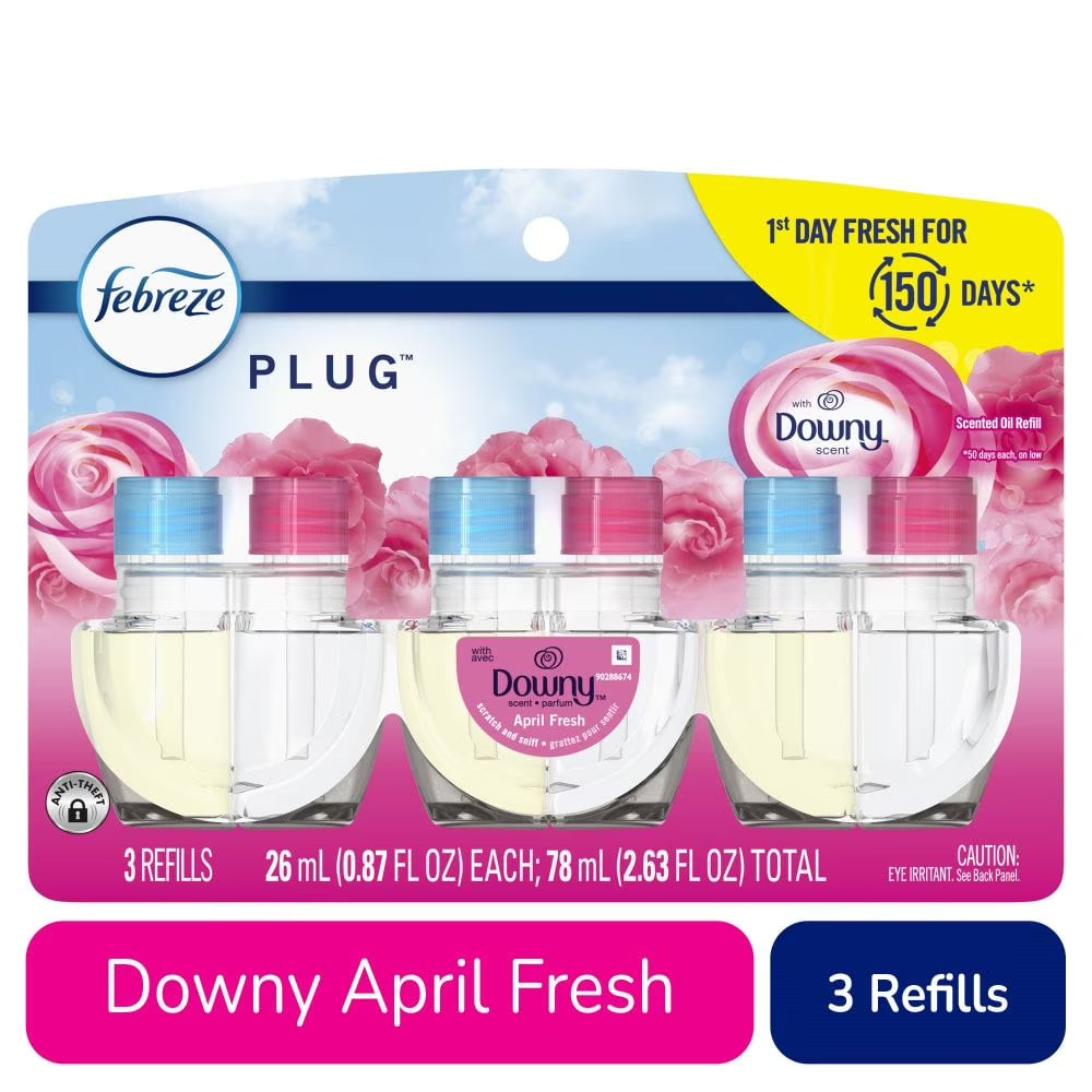 Febreze Plug In Air Freshener Odor-Fighting Scented Oil Refill Downy April