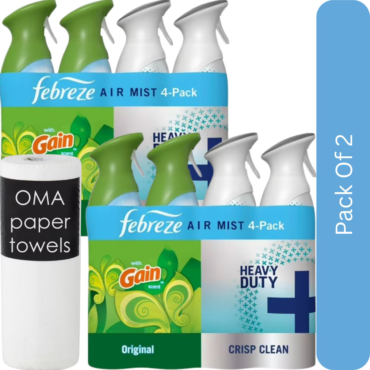 Febreze Air Effects Air Freshener Spray – Gain Original + Heavy Duty (4 Count,