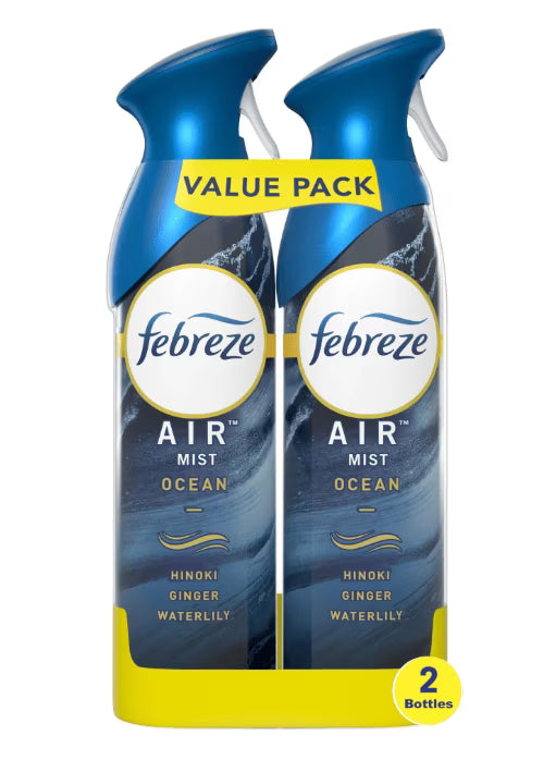 Febreze Air Freshener Spray, Odor-Fighting Room Spray, Ocean, 8.8oz, 2 Count