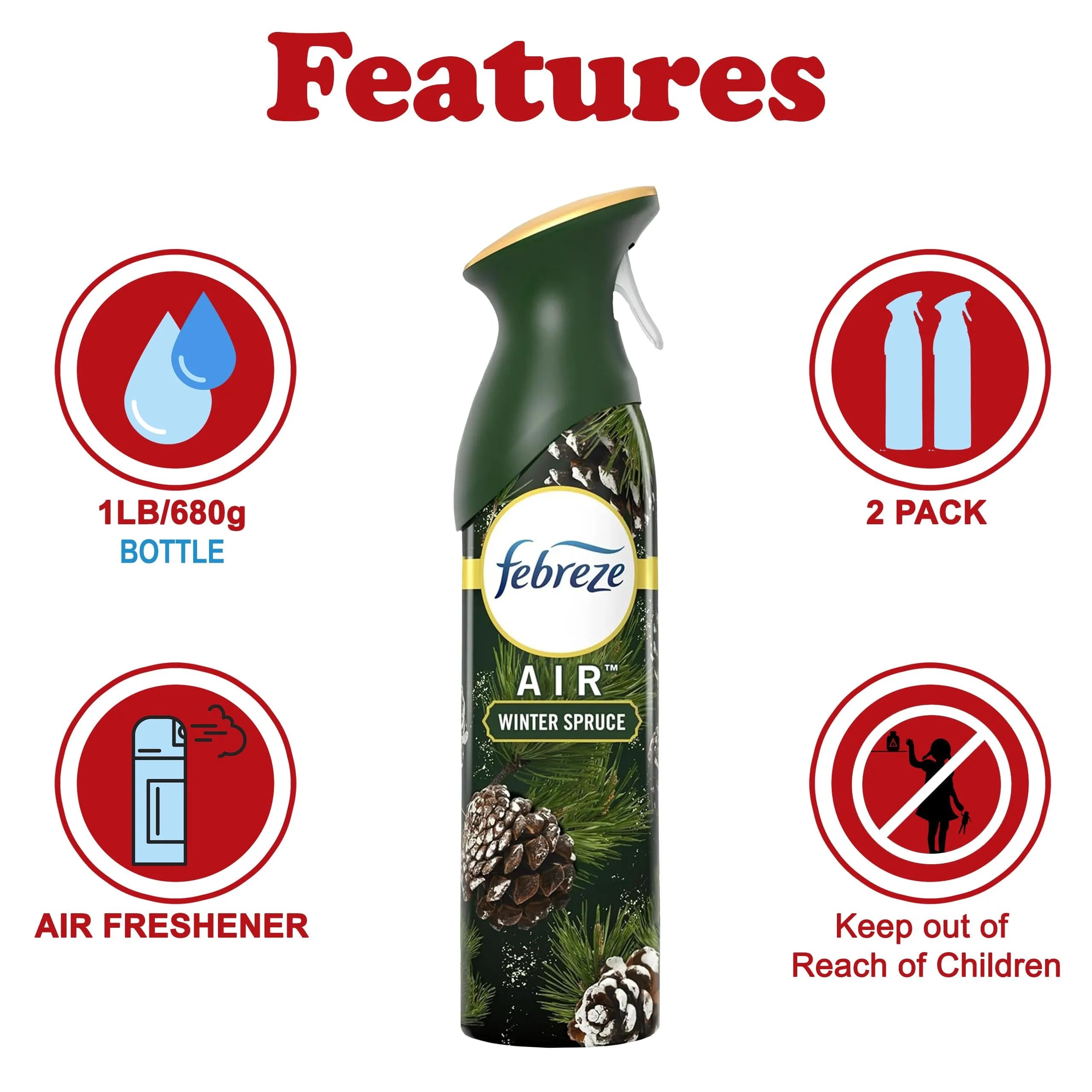Febreze Air Freshener Winter Spruce, 2 Pack, Christmas Tree Pine Scent, Odor - View 3