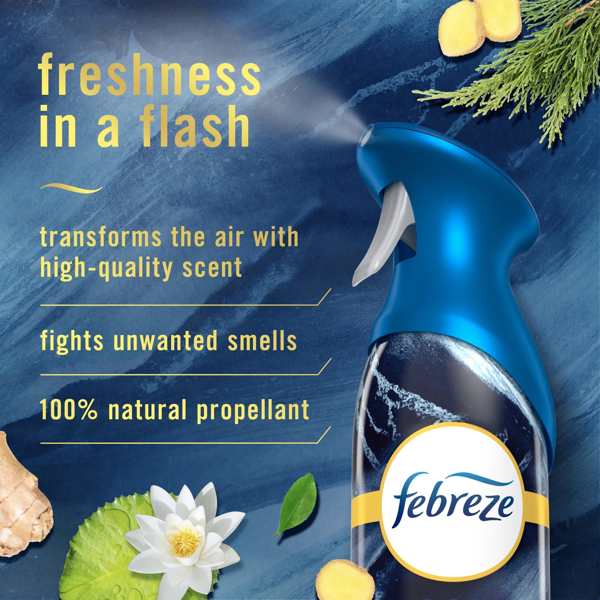 Febreze Air Freshener Spray, Odor-Fighting Room Spray, Ocean, 8.8oz, 2 Count - View 2