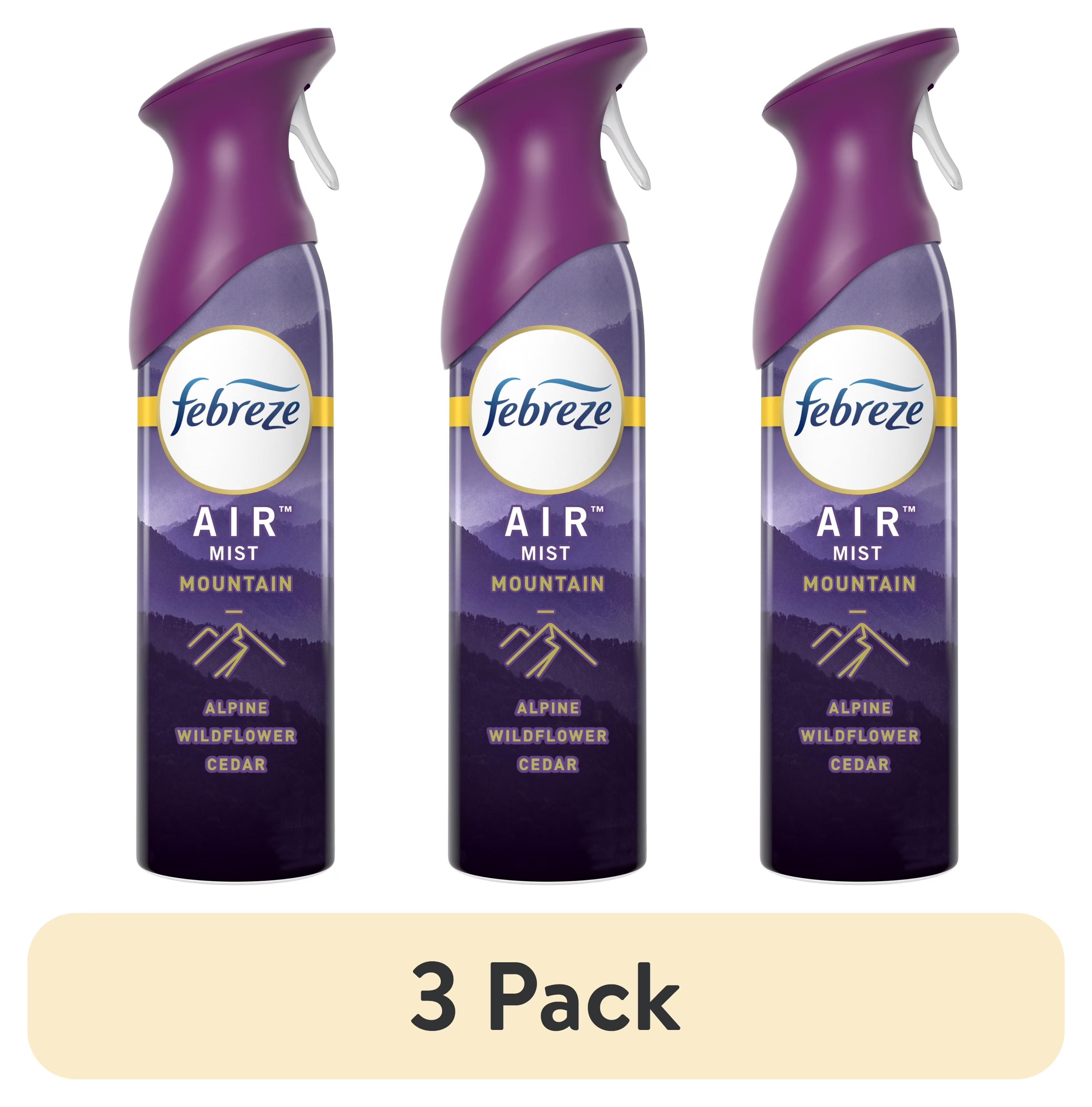 (3 pack) Febreze Air Freshener Spray, Odor-Fighting Room Spray, Mountain,