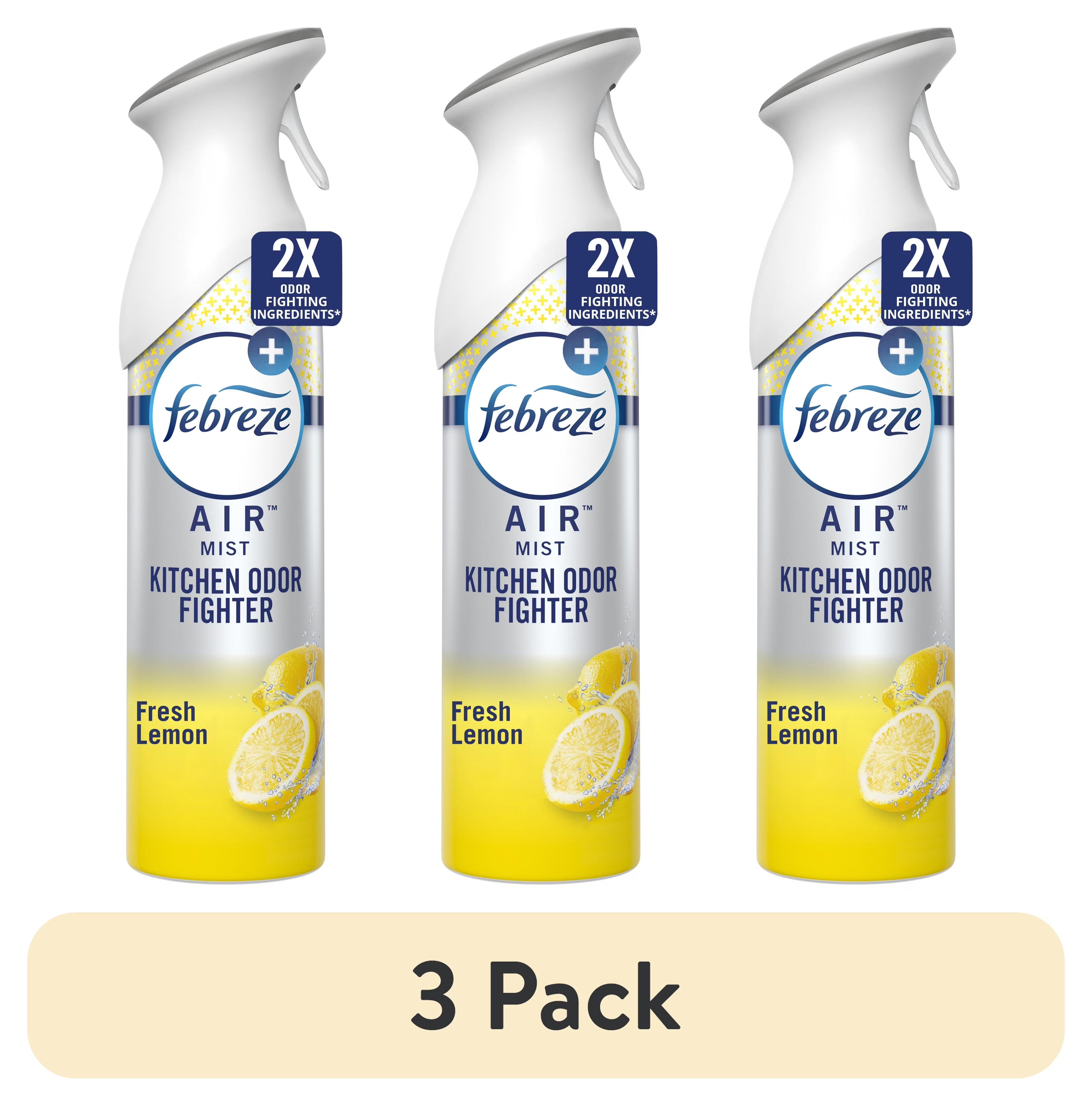 (3 pack) Febreze Air Freshener Spray, Odor-Fighting Room Spray, Lemon, Kitchen