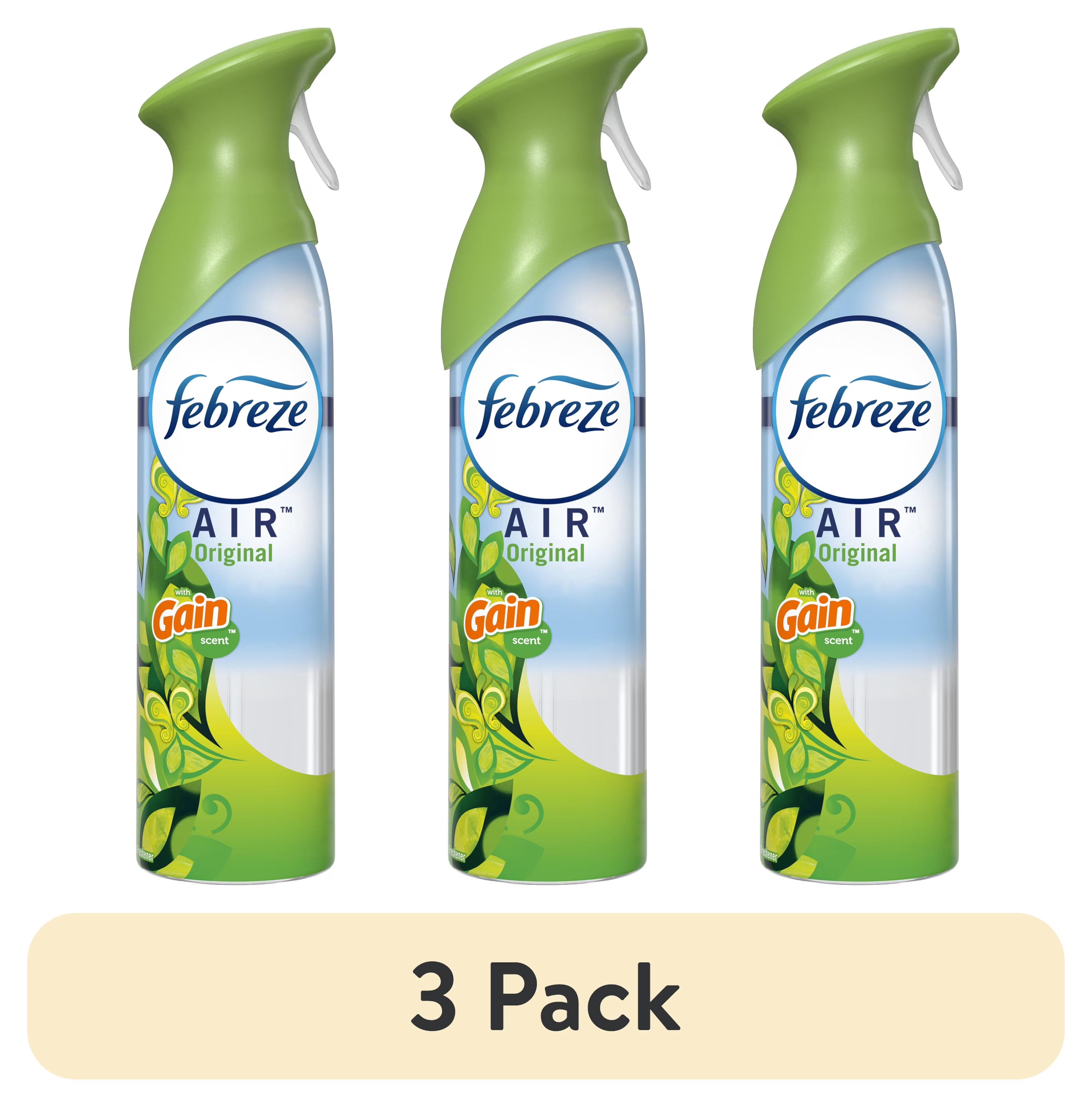 (3 pack) Febreze Air Freshener Spray, Odor-Fighting Room Spray, Gain Original,