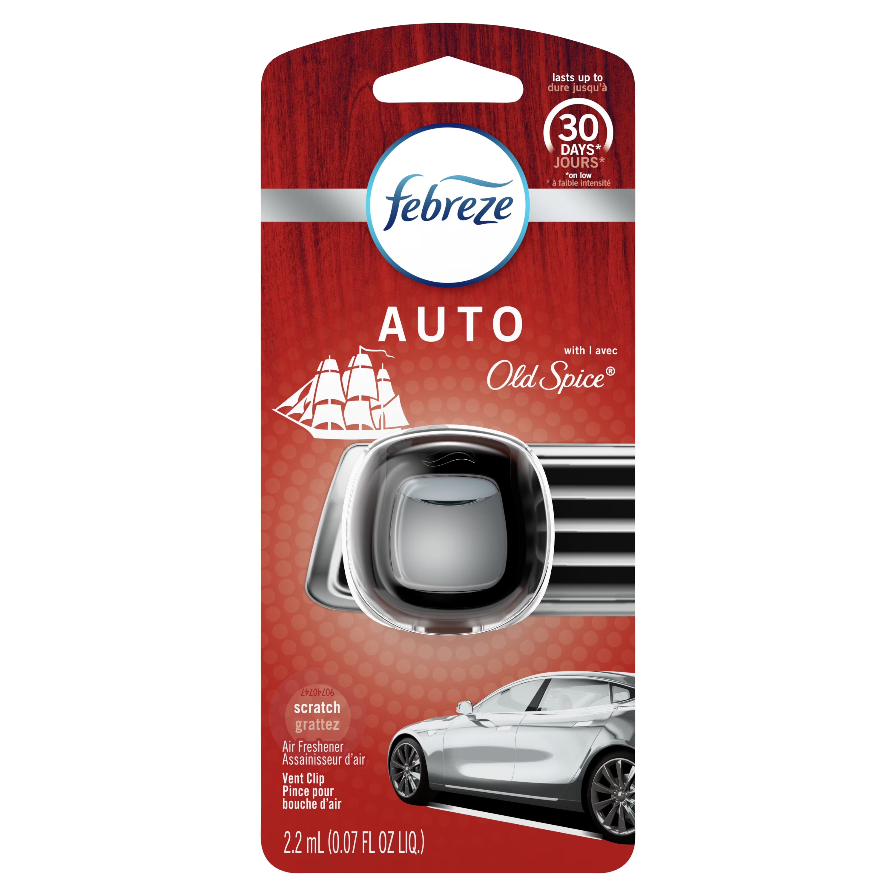 Febreze Car Odor-Fighting Air Freshener Vent Clip, Original Old Spice Scent, 1