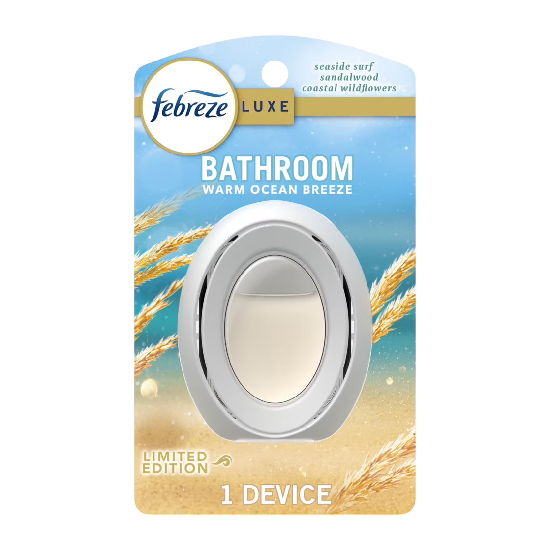 Febreze Bathroom Air Freshener, Small Spaces Odor-Fighting, Warm Ocean Breeze
