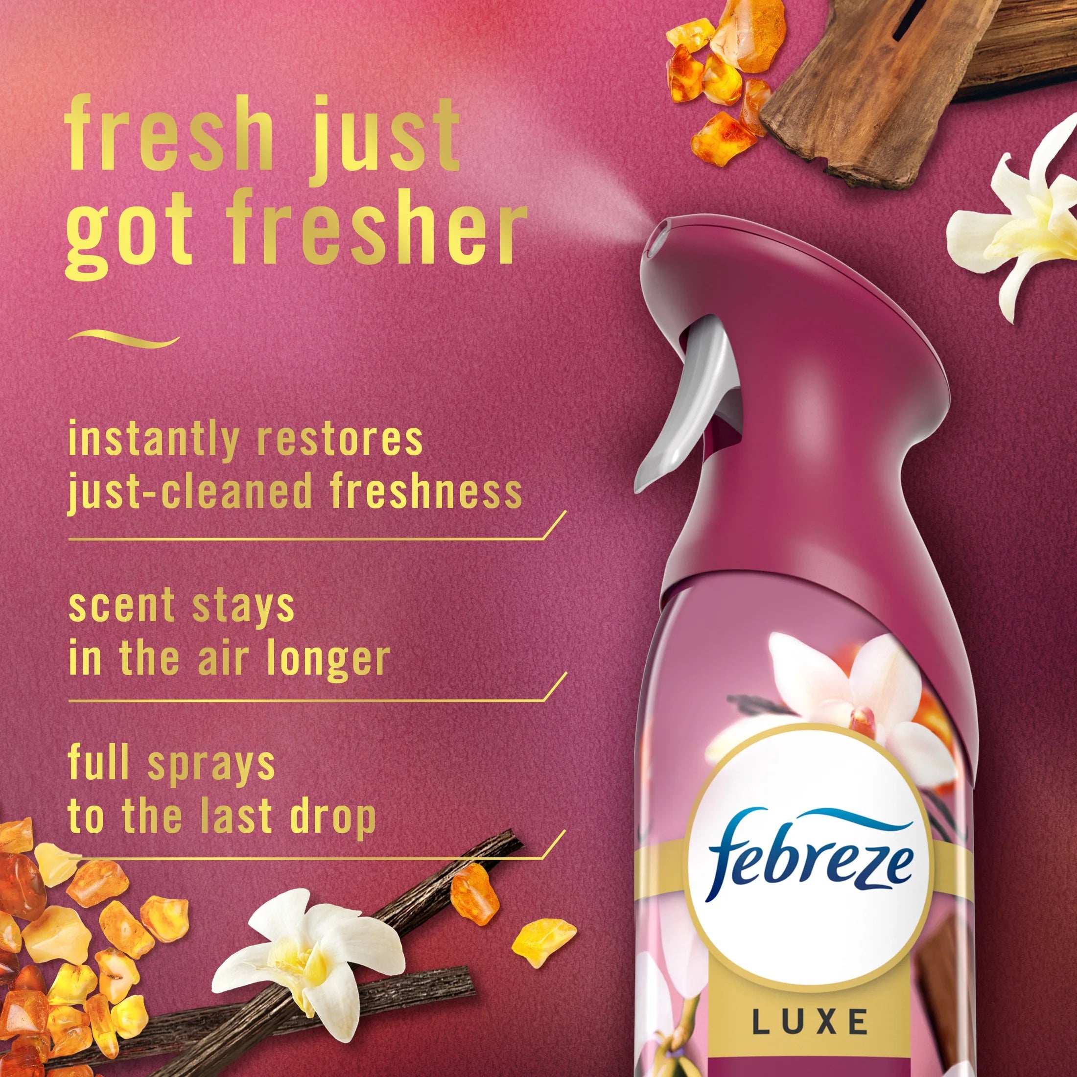 Febreze Air Mist Luxe Air Freshener Spray, Vanilla Suede Scent, 8.1oz - View 3