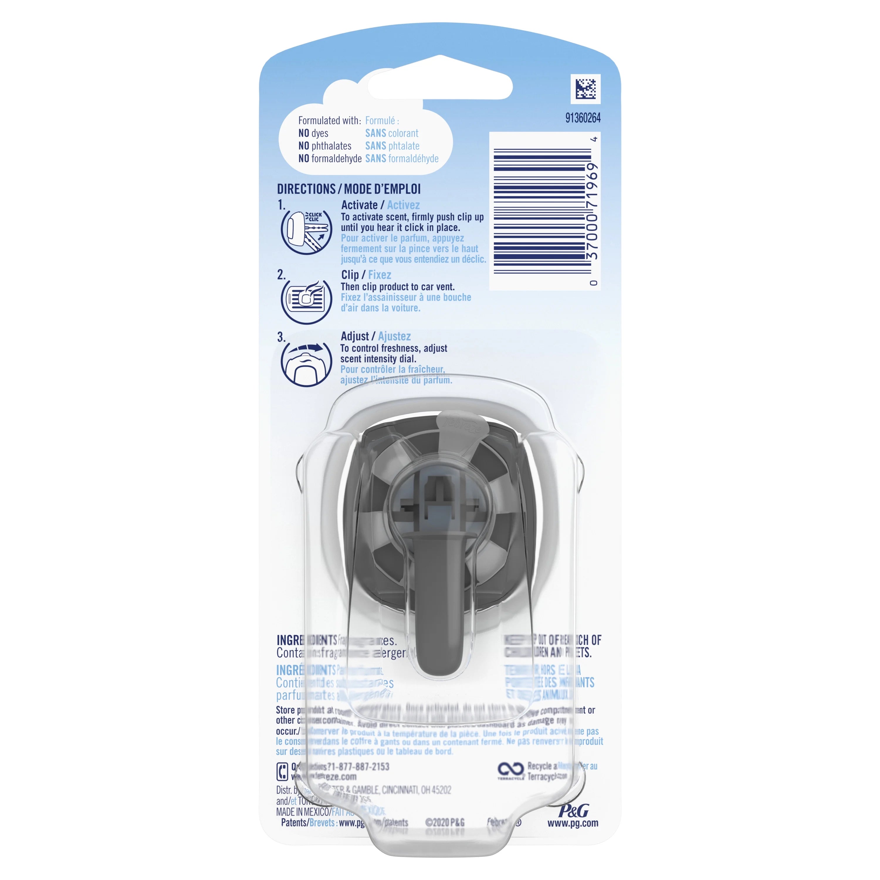 Febreze Auto Odor-Eliminating Car Freshener Vent Clip, Laundry Fresh, 06 oz - View 2