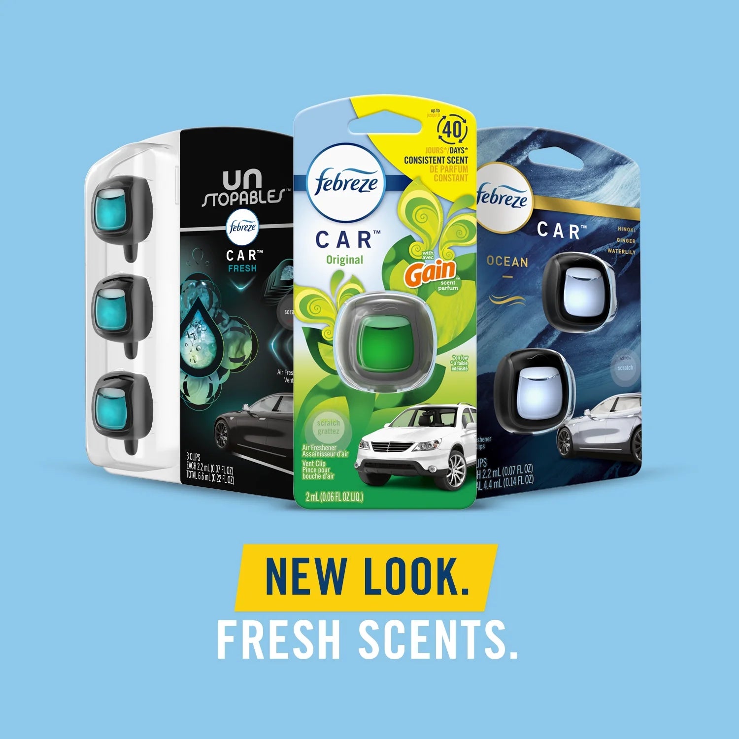 Febreze AUTO Air Freshener Vent Clip Gain Original Scent, .06 oz Car Vent Clip,