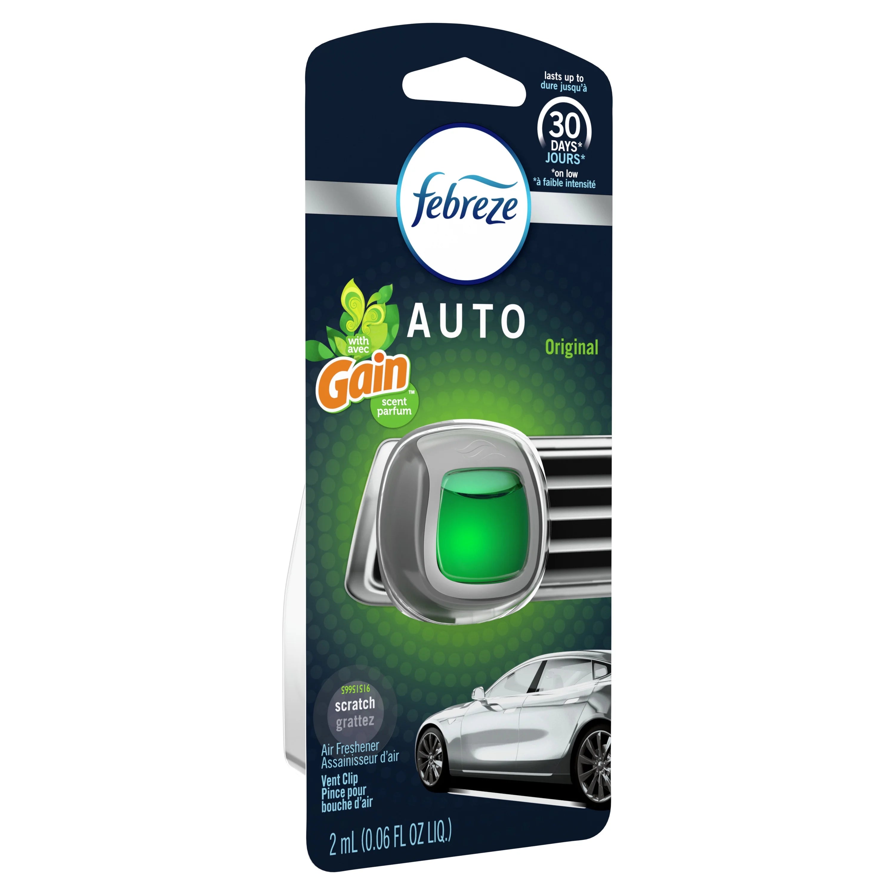 Febreze Car Odor-Fighting Air Freshener Vent Clip with Gain Scent, Original, 1 - View 2