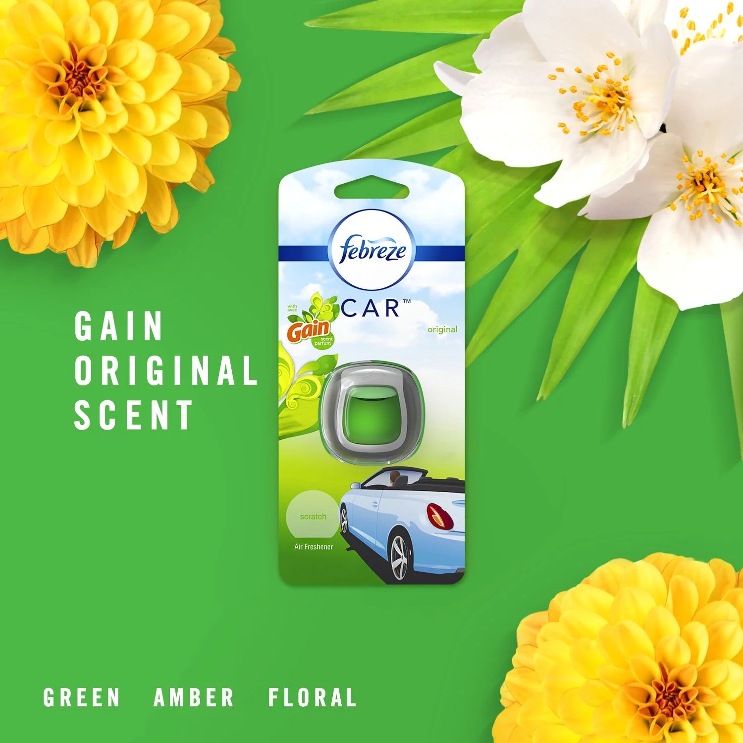 Febreze Car Odor-Fighting Air Freshener Vent Clip with Gain Scent, Original, 1 - View 4