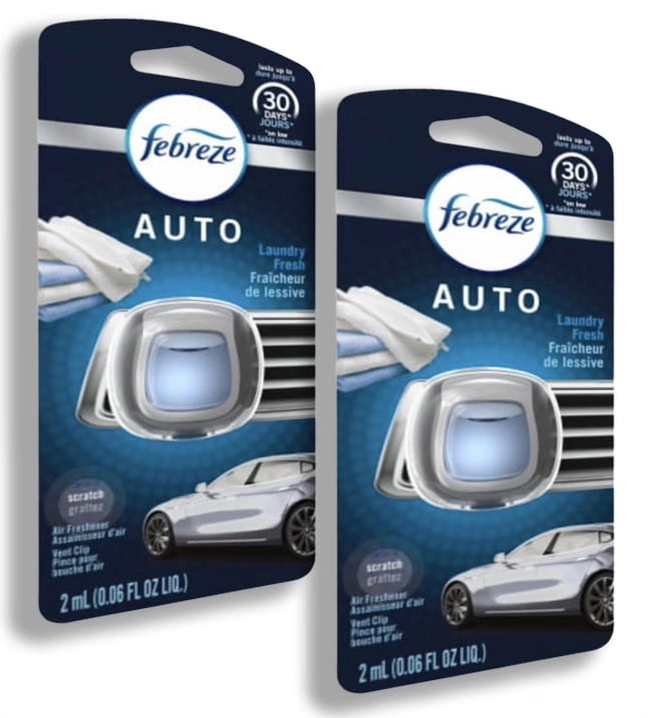 Febreze Car Vent Clip Air Freshener, Odor Eliminator for Strong Odors, Up to 30