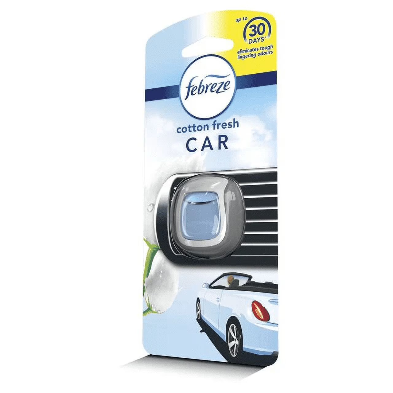 Febreze Vent Clip Car Air Freshener, Up to 30 Days, Eliminates tough lingering